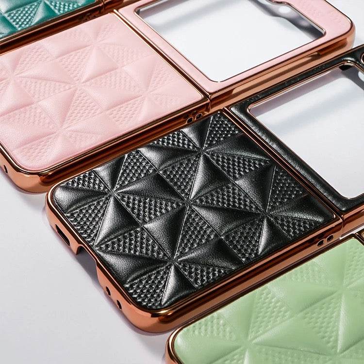 Samsung Galaxy Z Flip 4 Premium Leather Zigzag Wallet Cross Body FREE Strap Case - Black - Guleel