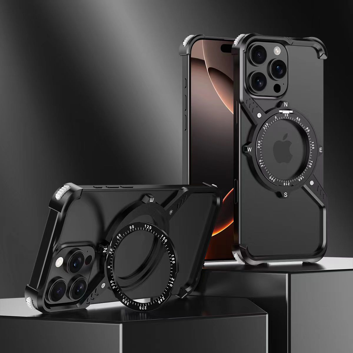 Premium Metal Finish Kickstand Case - Black