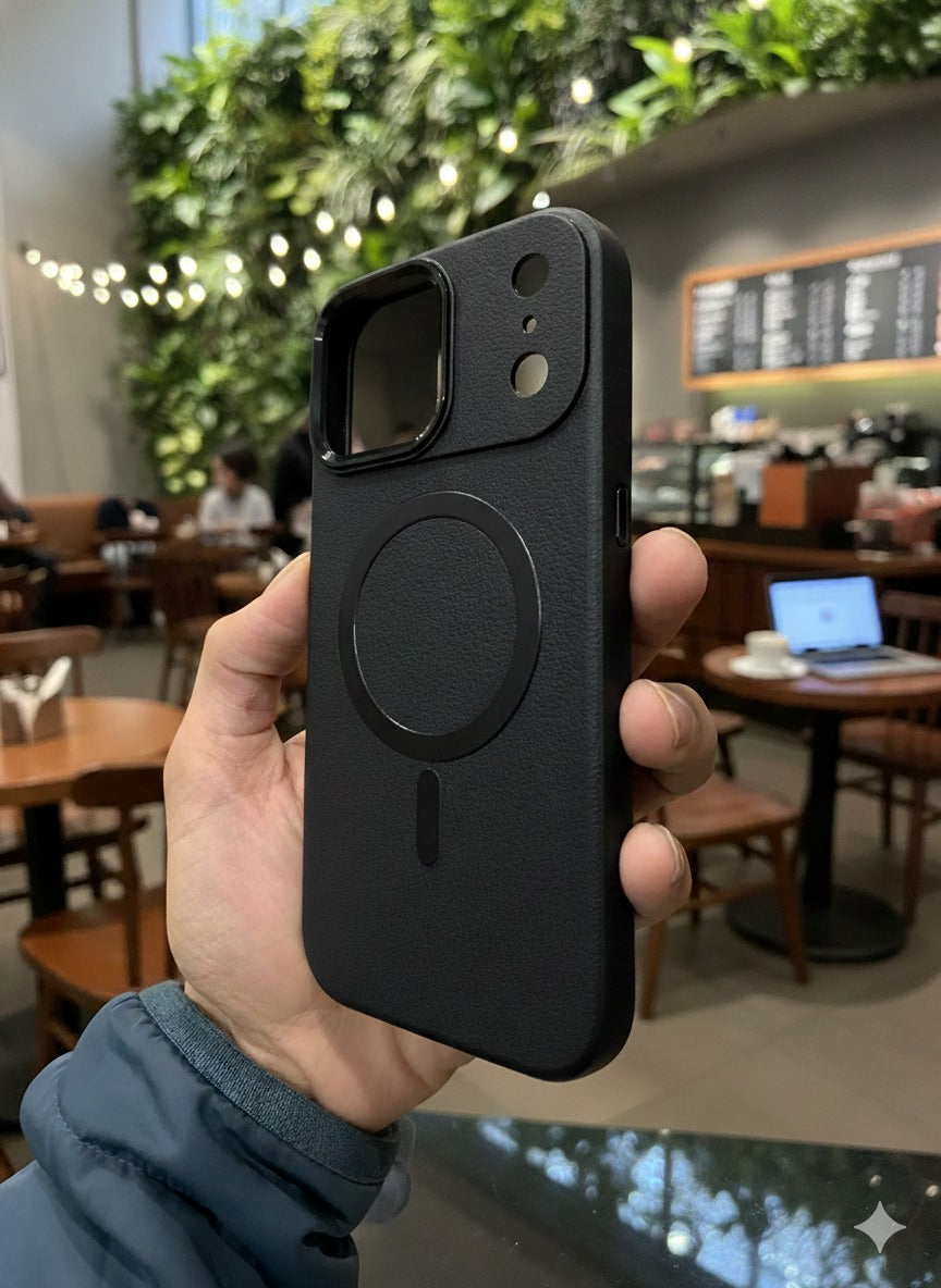 Premium Leather Finish Magsafe Case - Black