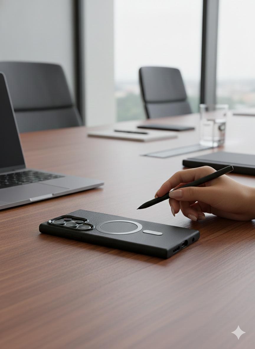 Samsung Galaxy S24 Ultra Premium Leather Finish Magsafe Case - Grey