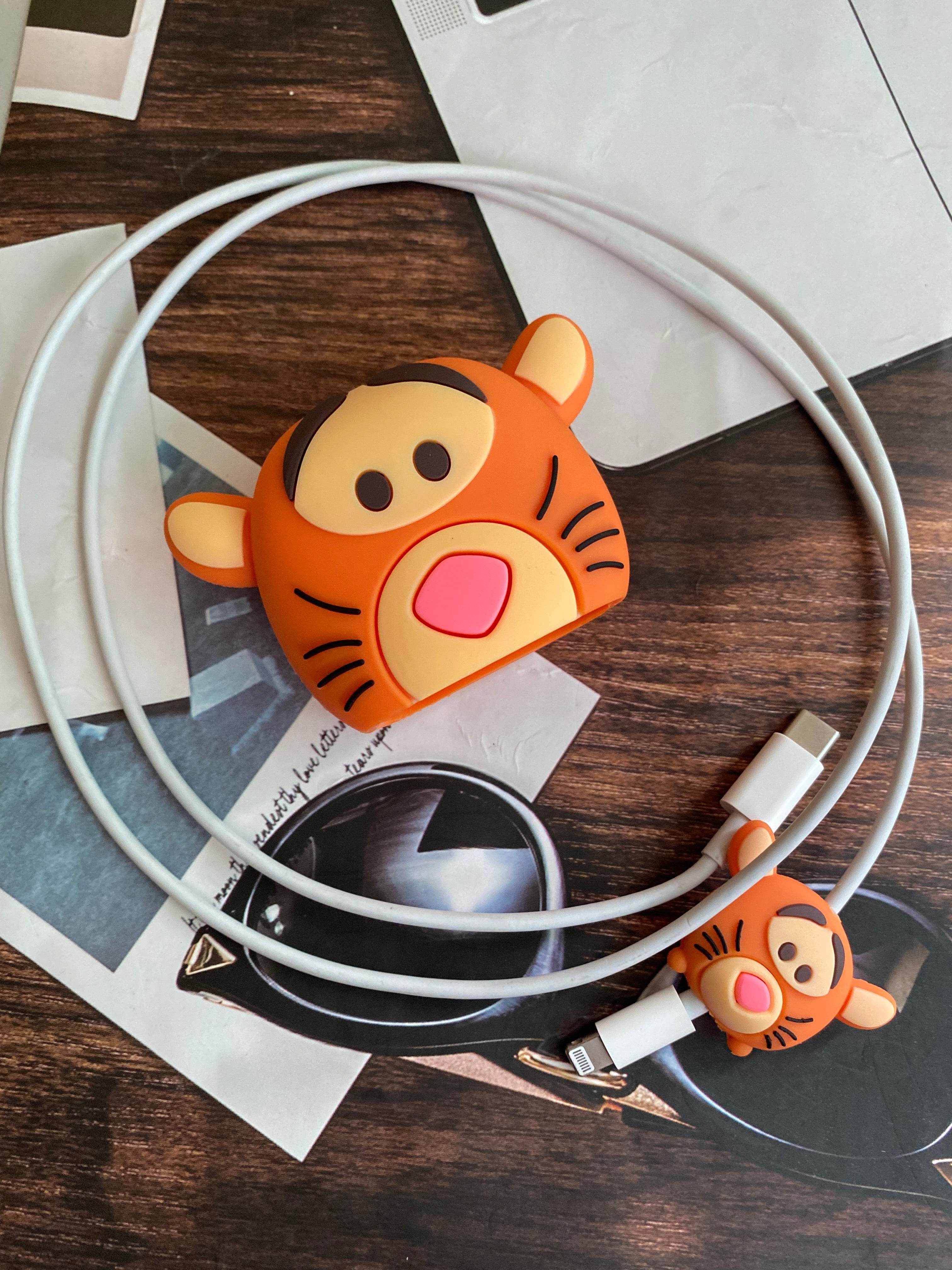 Silicone Cartoon iPhone Charger Case Cover for 18-20W Chargers - Orange Cream (with Wire Cover) - Guleel