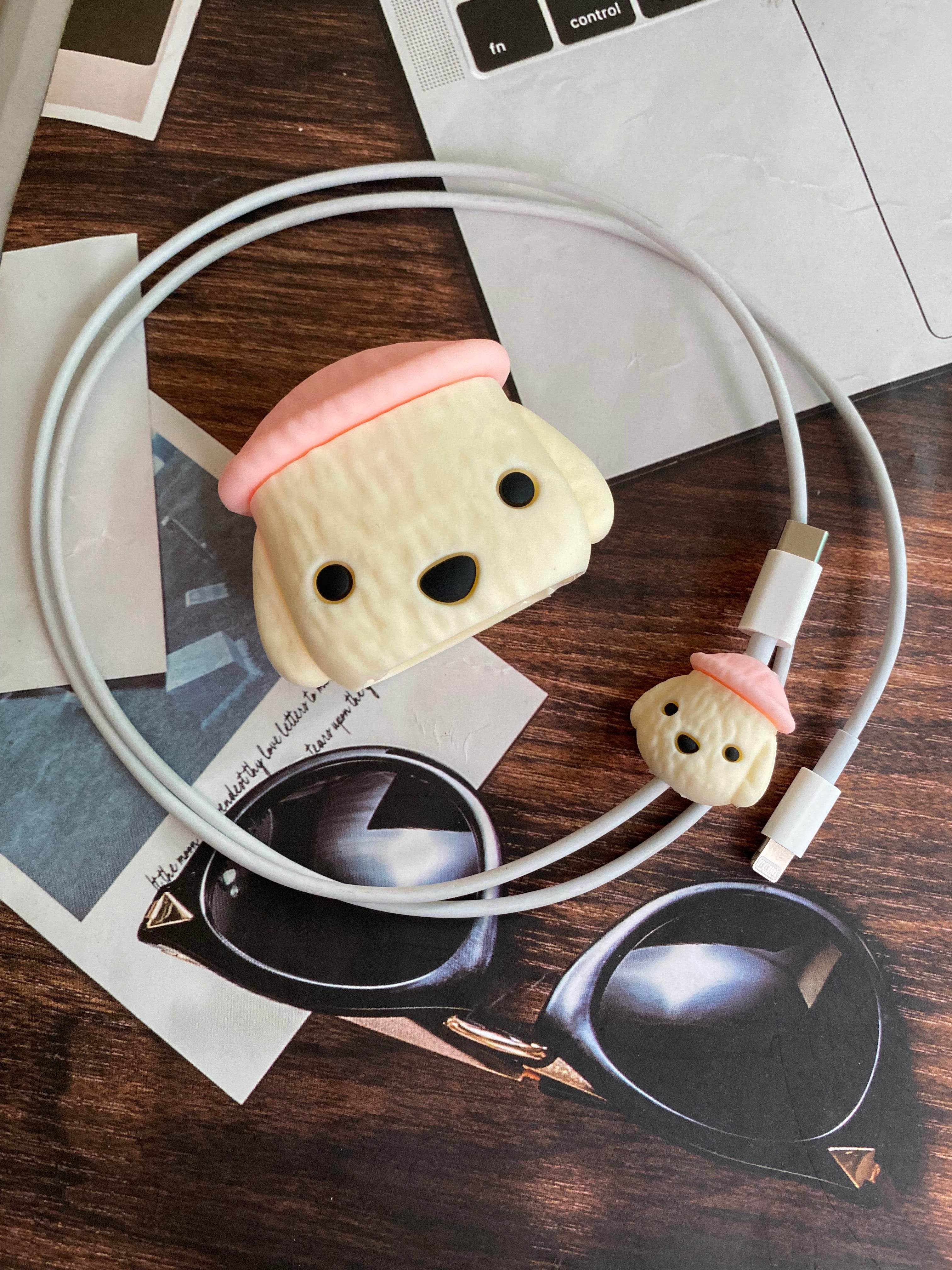 Silicone Cartoon iPhone Charger Case Cover for 18-20W Chargers - Pink Cream (without Wire Cover) - Guleel