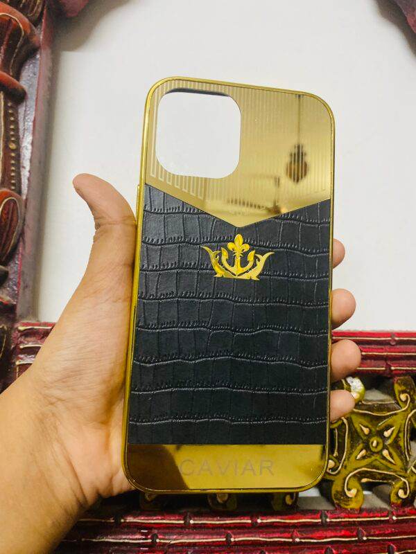 iPhone 11 Premium Gold Plated Leather Finish Case - Crown - Guleel