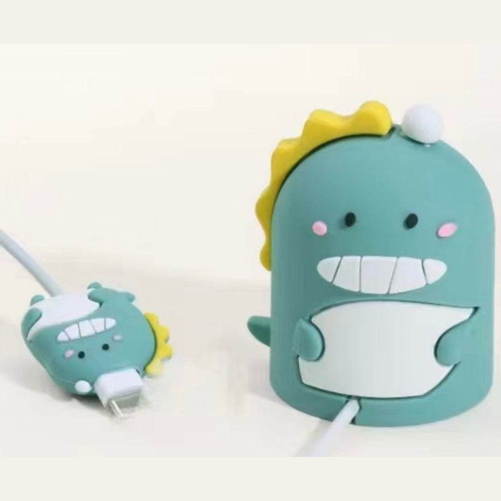 Silicone Cartoon Apple Watch Charging Case Cover - Green Yellow - Guleel