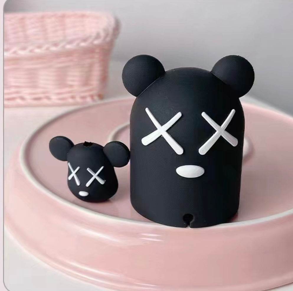 Silicone Cartoon Apple Watch Charging Case Cover - Black - Guleel