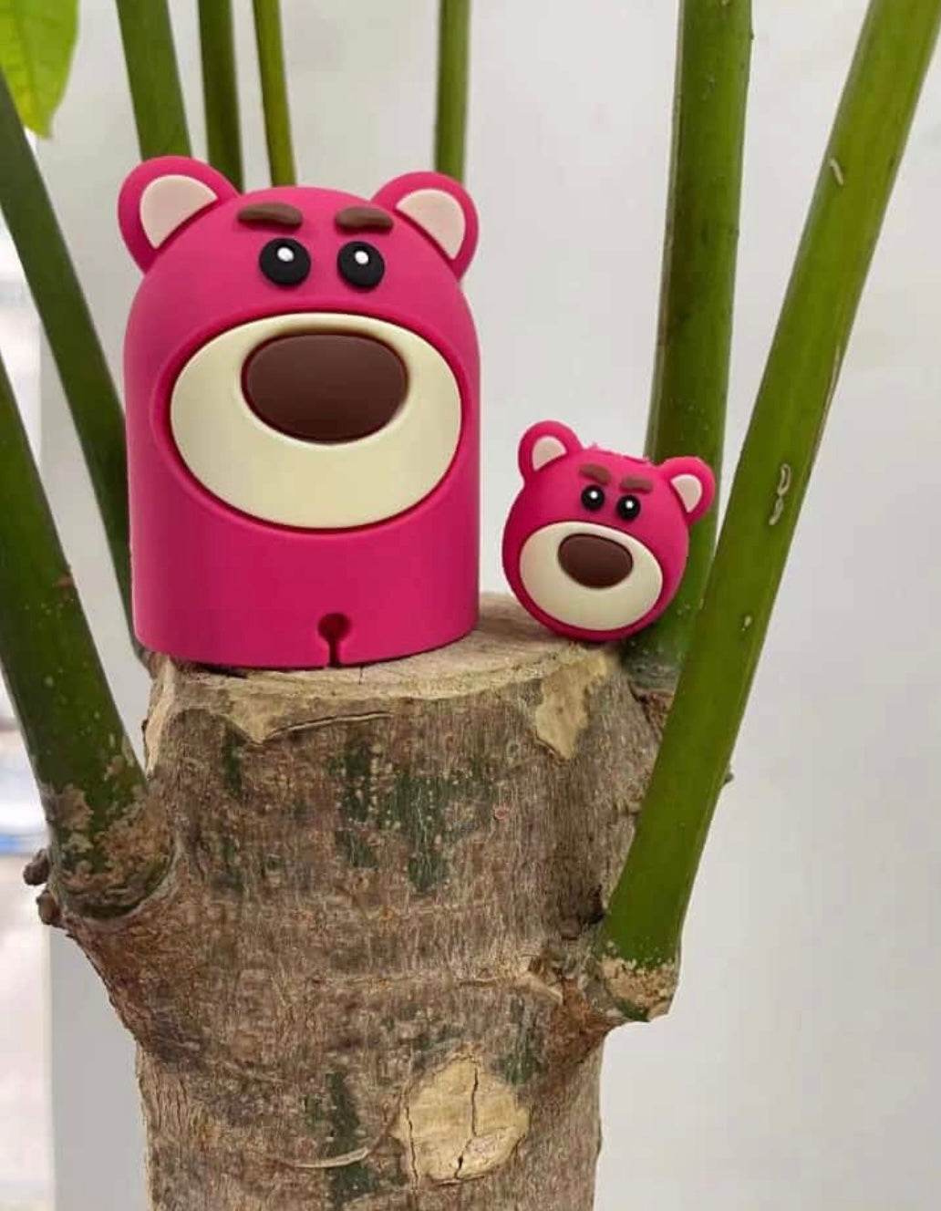 Silicone Cartoon Apple Watch Charging Case Cover - Pink White - Guleel