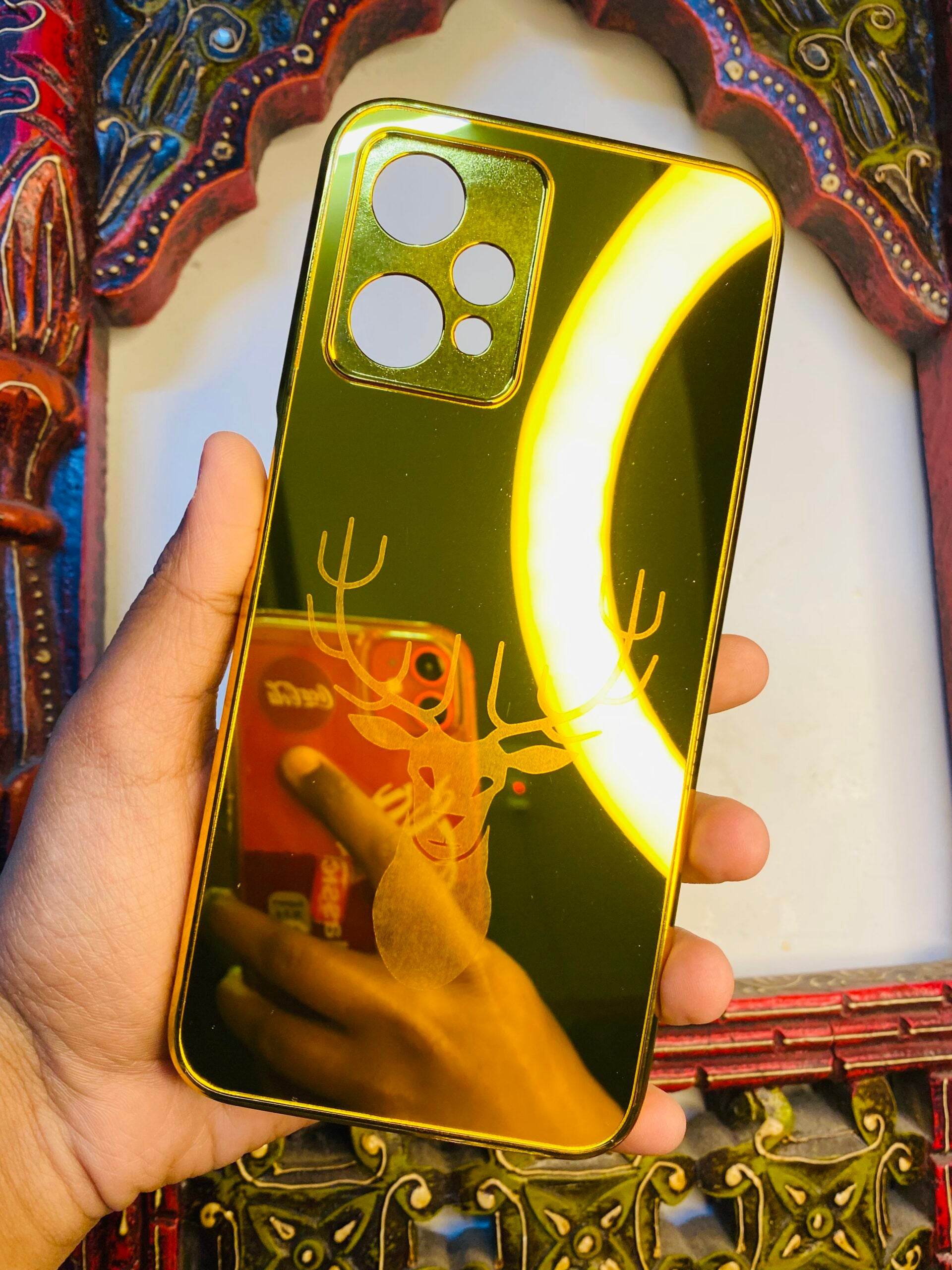 OnePlus Nord CE 2 Lite 5G Premium Gold Plated Mirror Finish Case Cover - Deer - Guleel