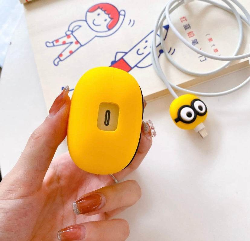 Silicone Cartoon iPhone Charger Case Cover for 18-20W Chargers - Green Eye Monster (with Wire Cover) - Guleel