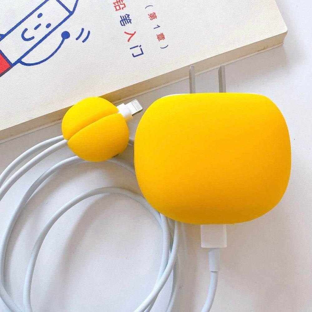 Silicone Cartoon iPhone Charger Case Cover for 18-20W Chargers - Blue( With Wire Cover ) - Guleel