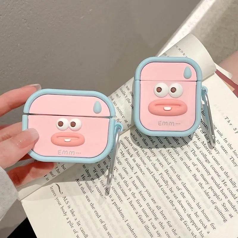 Airpod's 1 Cute Cartoon Silicone Apple Airpod's Case Cover ( Airpods Not Included ) Pink Blue - Guleel