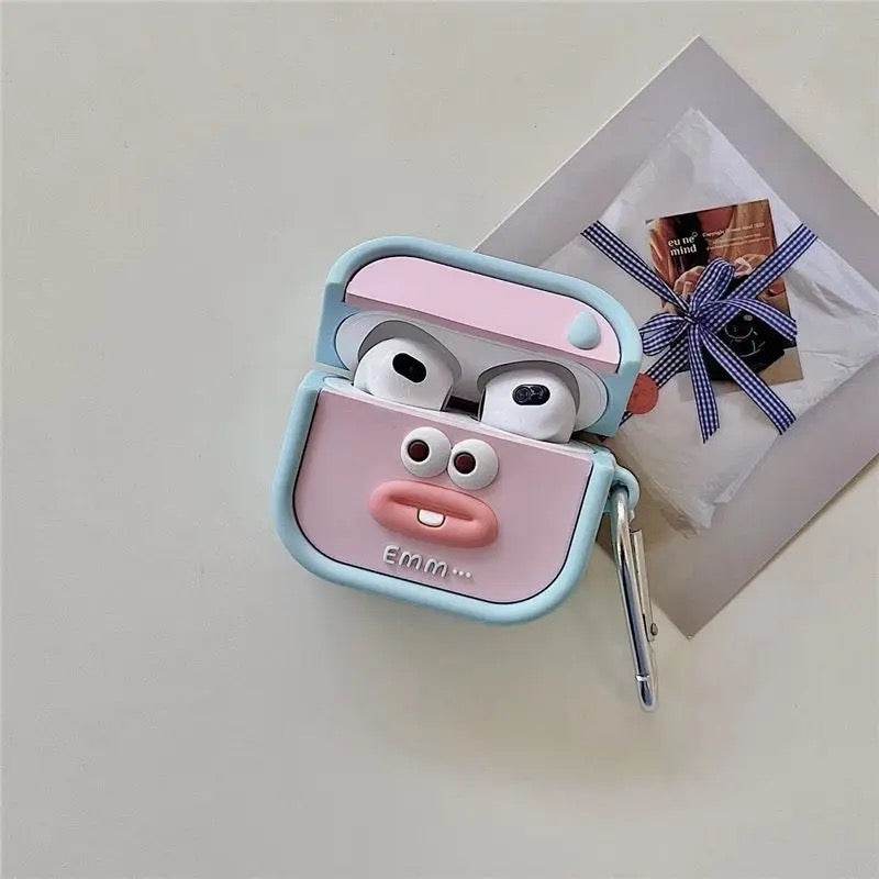 Airpod's Pro 2 Cute Cartoon Silicone Apple Airpod's Case Cover ( Airpods Not Included ) Blue Pink - Guleel