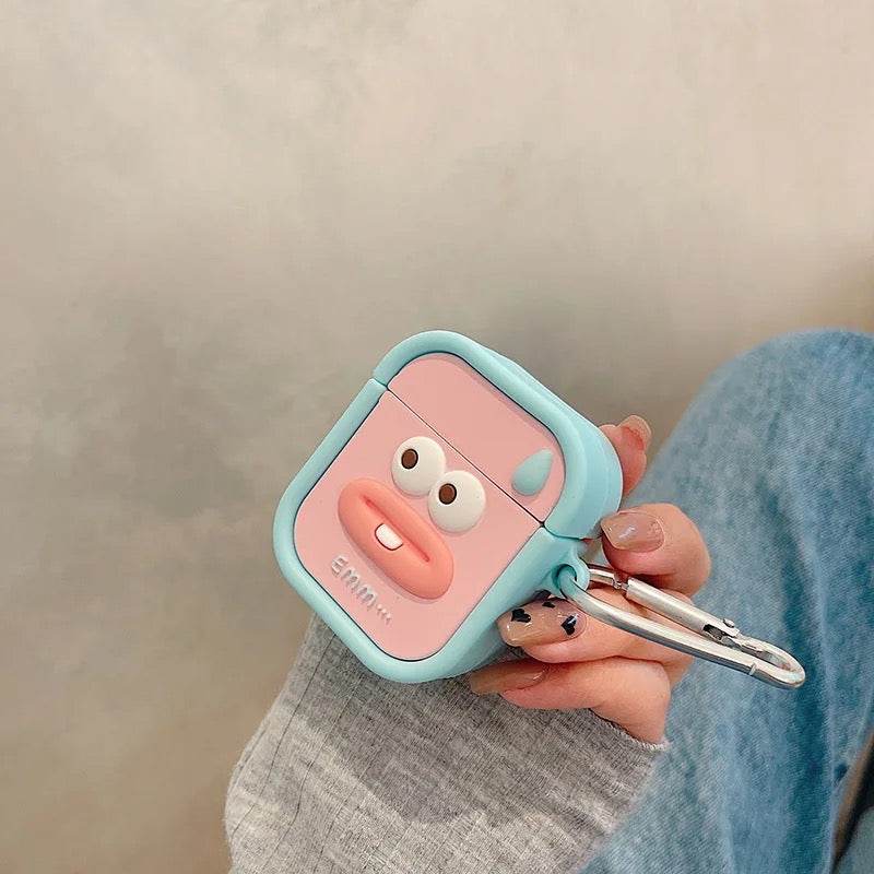 Airpod's Pro 2 Cute Cartoon Silicone Apple Airpod's Case Cover ( Airpods Not Included ) Blue Pink - Guleel