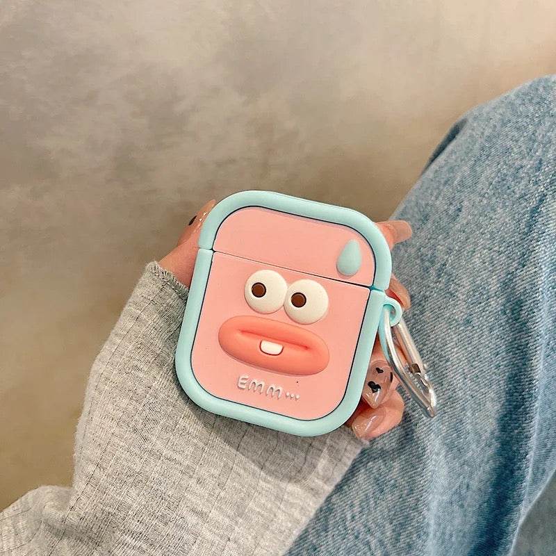 Airpod's 2 Cute Cartoon Silicone Apple Airpod's Case Cover ( Airpods Not Included ) Pink Blue - Guleel