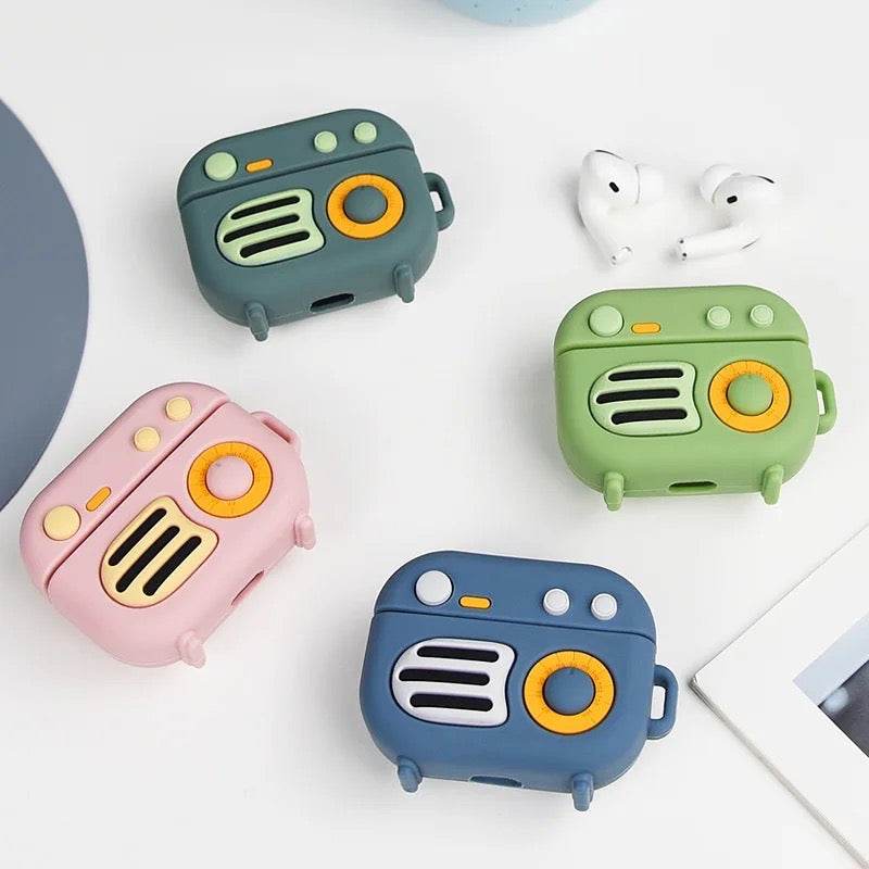 Airpod's Pro 2 Cute Cartoon Silicone Apple Airpod's Case Cover ( Airpods Not Included ) Radio Style Blue - Guleel