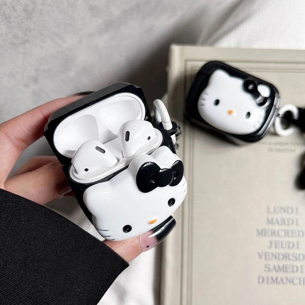 Cute Cartoon Black Kitty for Apple Airpods 3 Case Cover ( Airpods Not Included ) - Black Kitty - Guleel