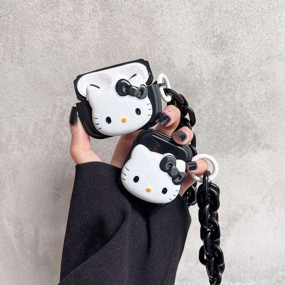 Airpod's 2 Cute Cartoon Black Kitty for Apple Airpods Case Cover ( Airpods Not Included ) - Black Kitty - Guleel