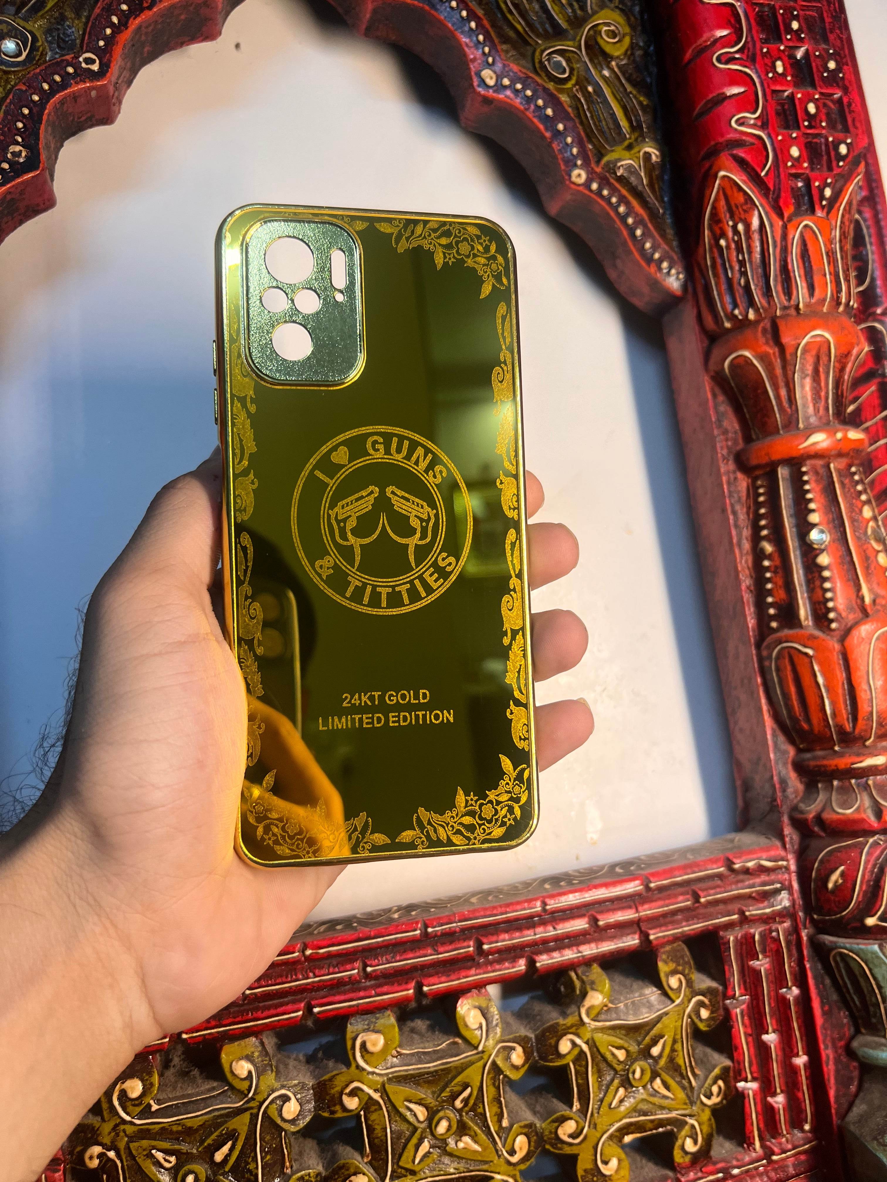 Redmi Note 10/10s Premium Gold Plated Mirror Finish Case Cover - Guns - Guleel