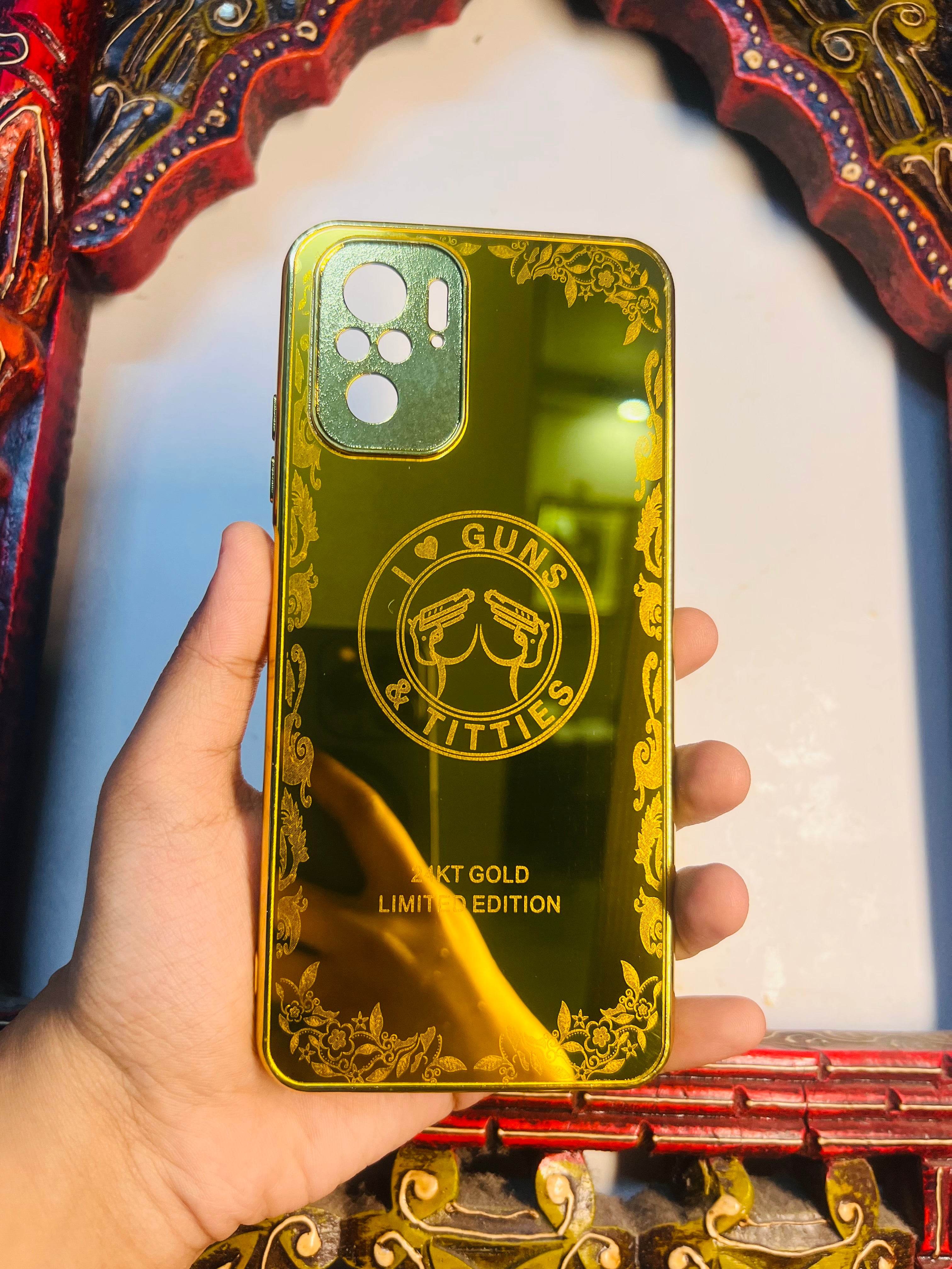 Redmi Note 10/10s Premium Gold Plated Mirror Finish Case Cover - Guns - Guleel