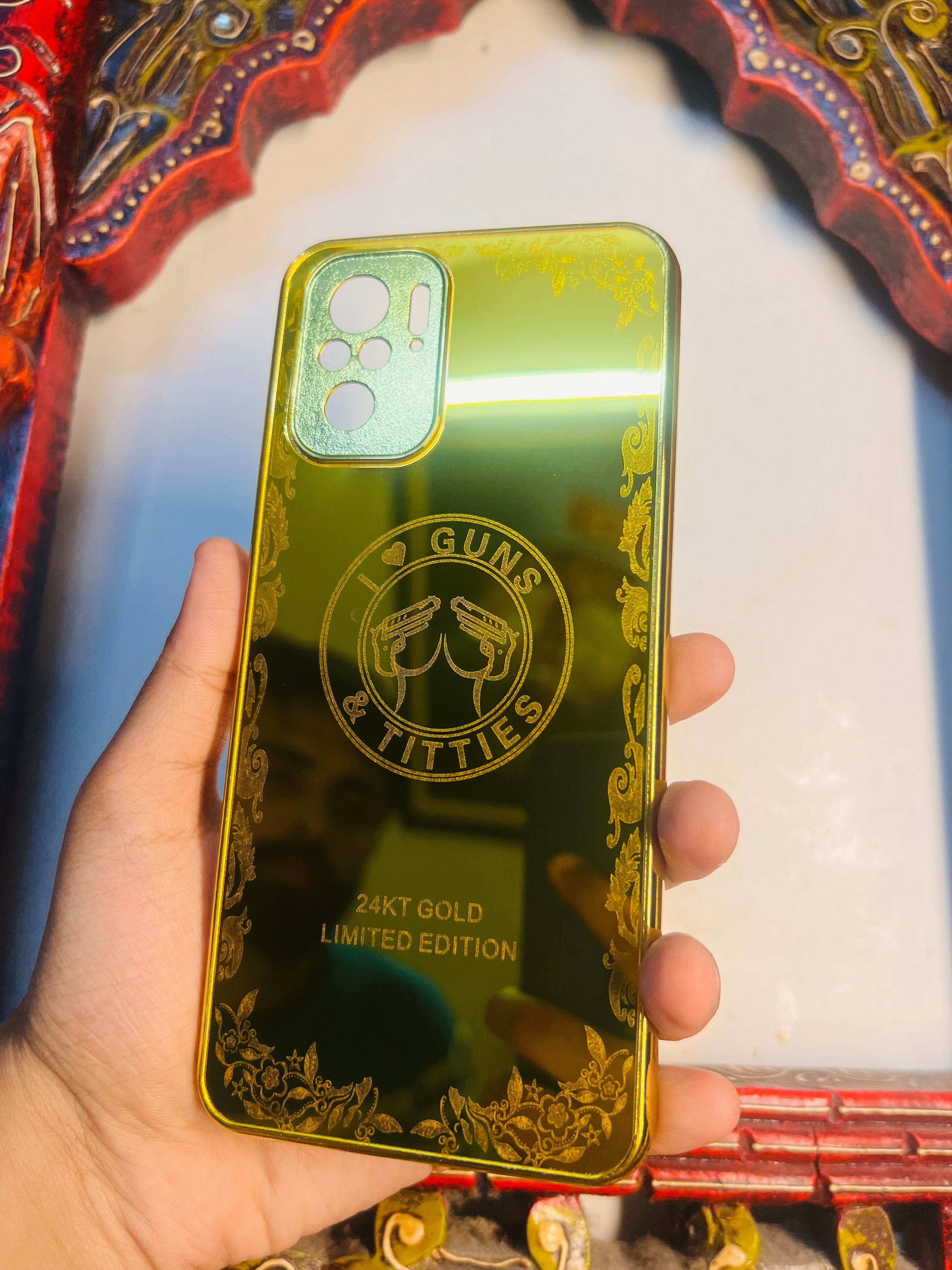Redmi Note 10/10s Premium Gold Plated Mirror Finish Case Cover - Guns - Guleel