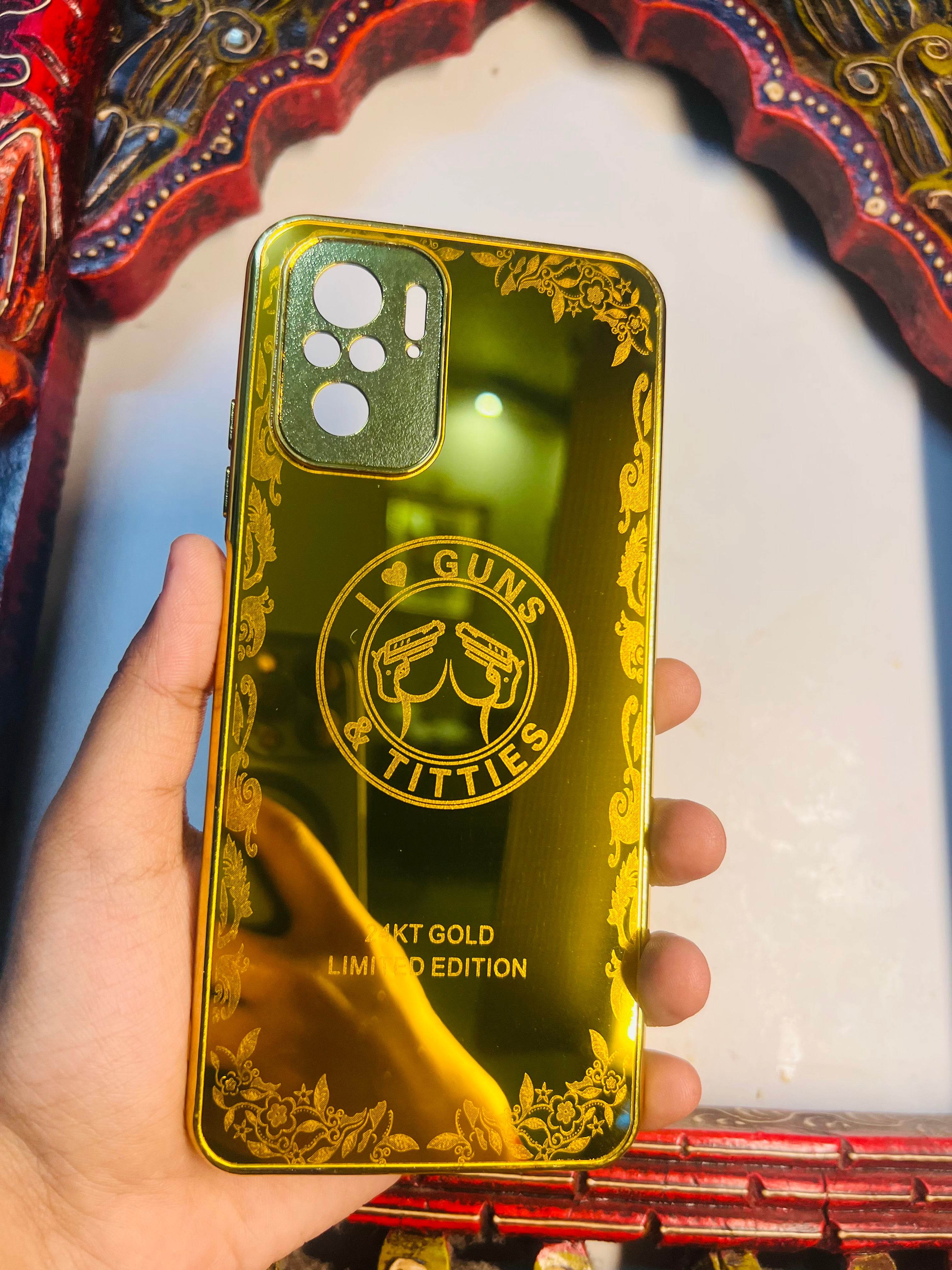 Redmi Note 10/10s Premium Gold Plated Mirror Finish Case Cover - Guns - Guleel