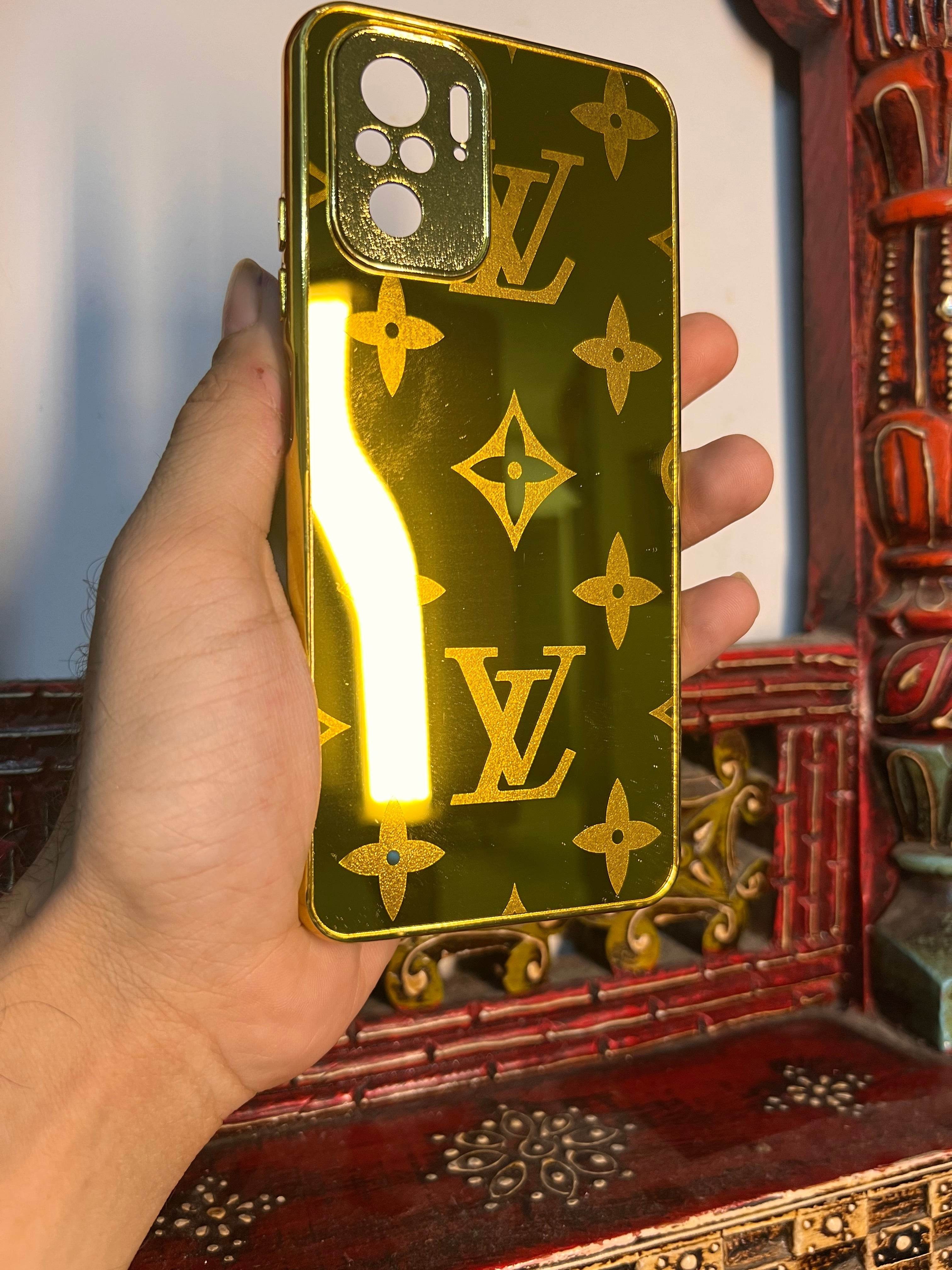 Redmi Note 10/10s Premium Gold Plated Mirror Finish Case Cover - Plain LV - Guleel