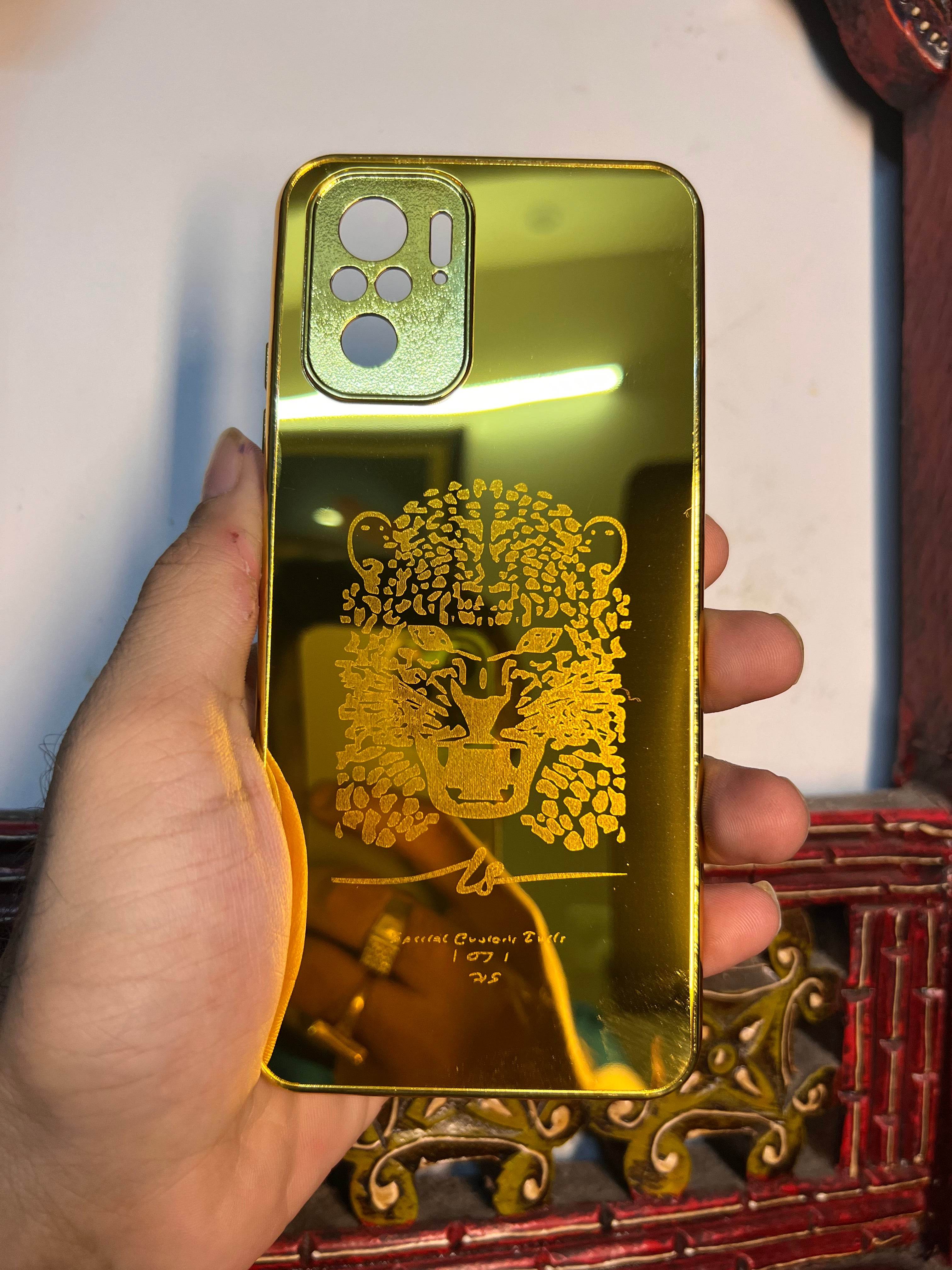 Redmi Note 10/10s Premium Gold Plated Mirror Finish Case Cover - Tiger New Design - Guleel