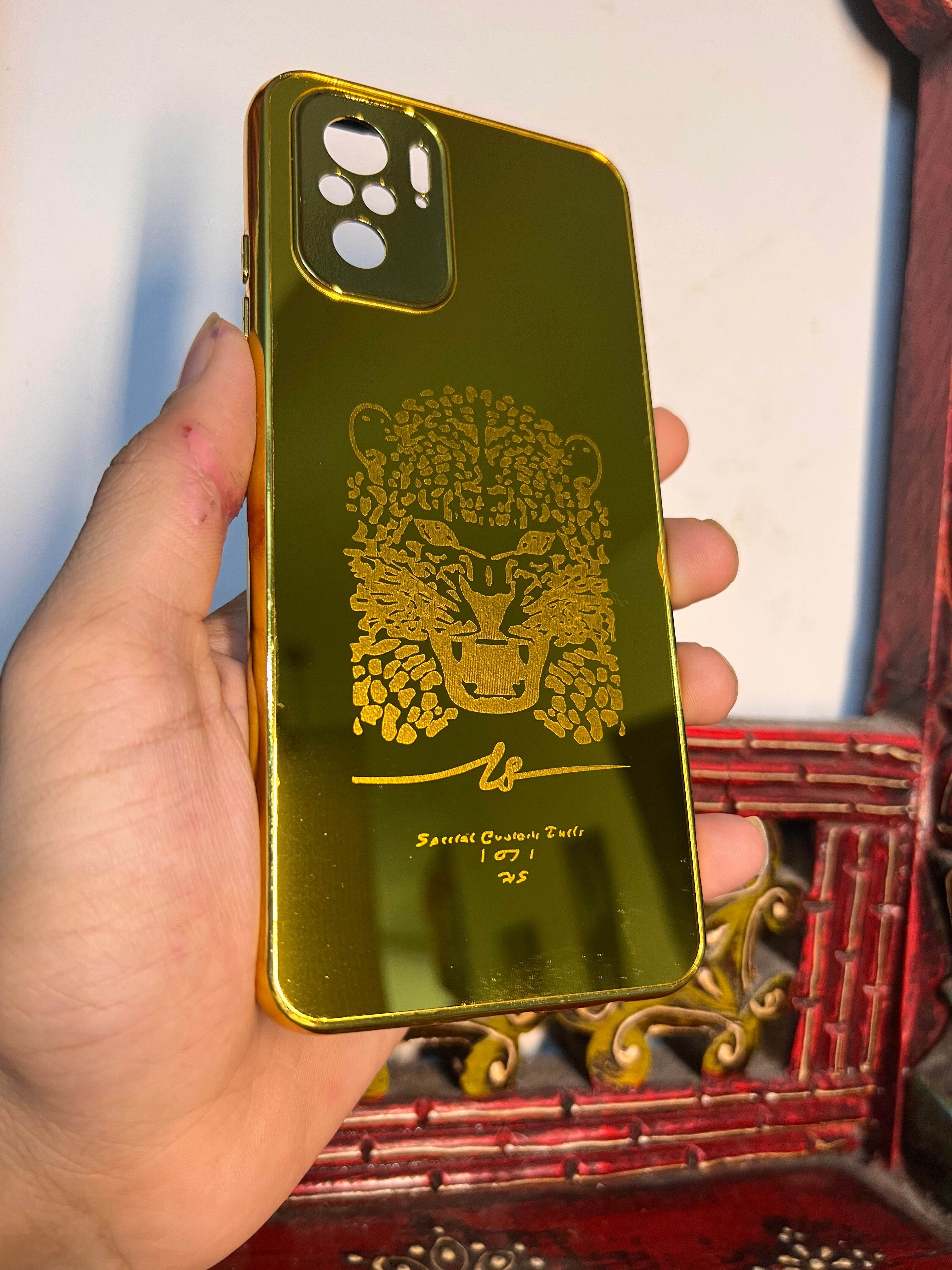 Redmi Note 10/10s Premium Gold Plated Mirror Finish Case Cover - Tiger New Design - Guleel