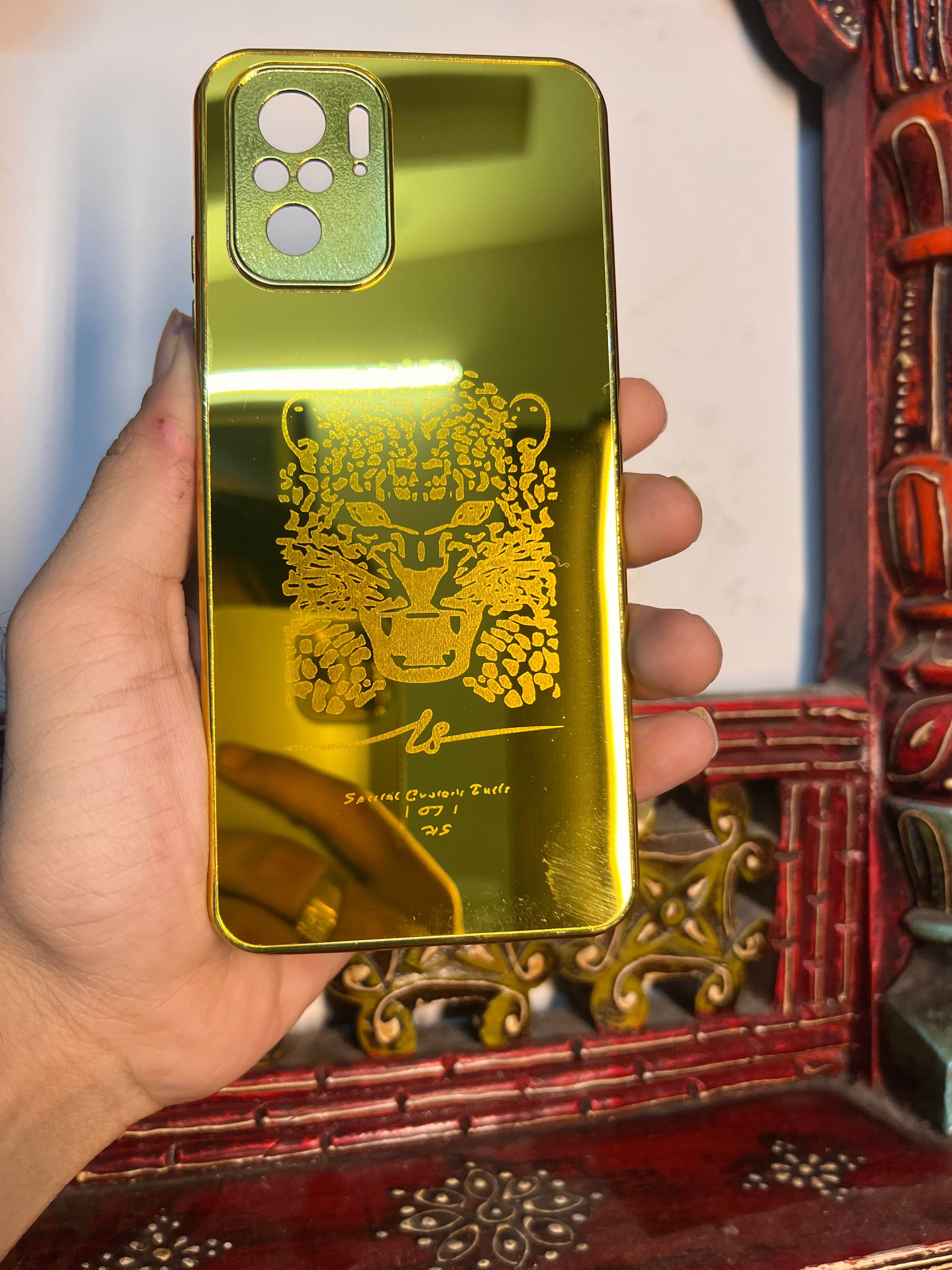 Redmi Note 10/10s Premium Gold Plated Mirror Finish Case Cover - Tiger New Design - Guleel