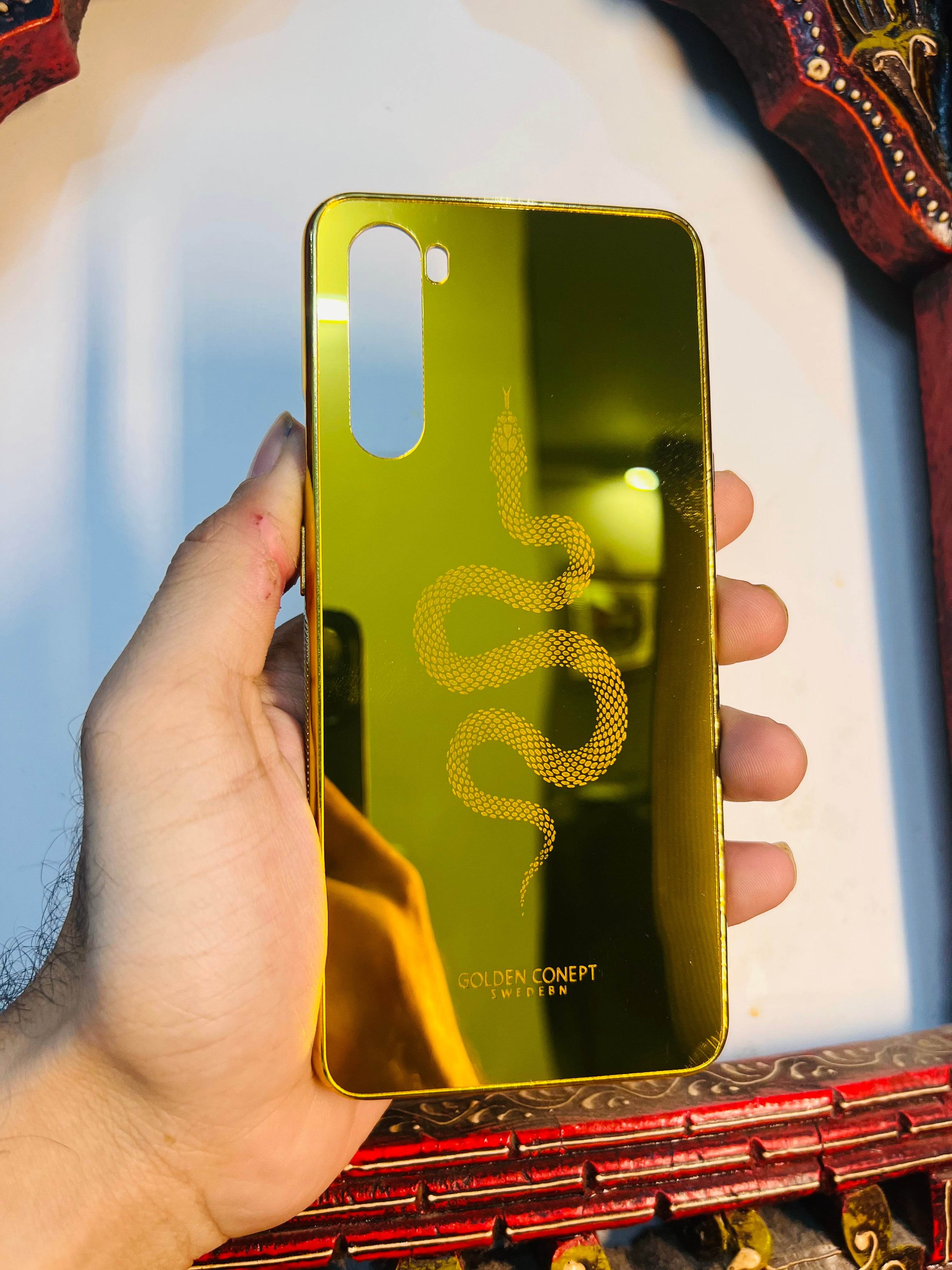 OnePlus Nord Premium Gold Plated Mirror Finish Case Cover - Snake - Guleel