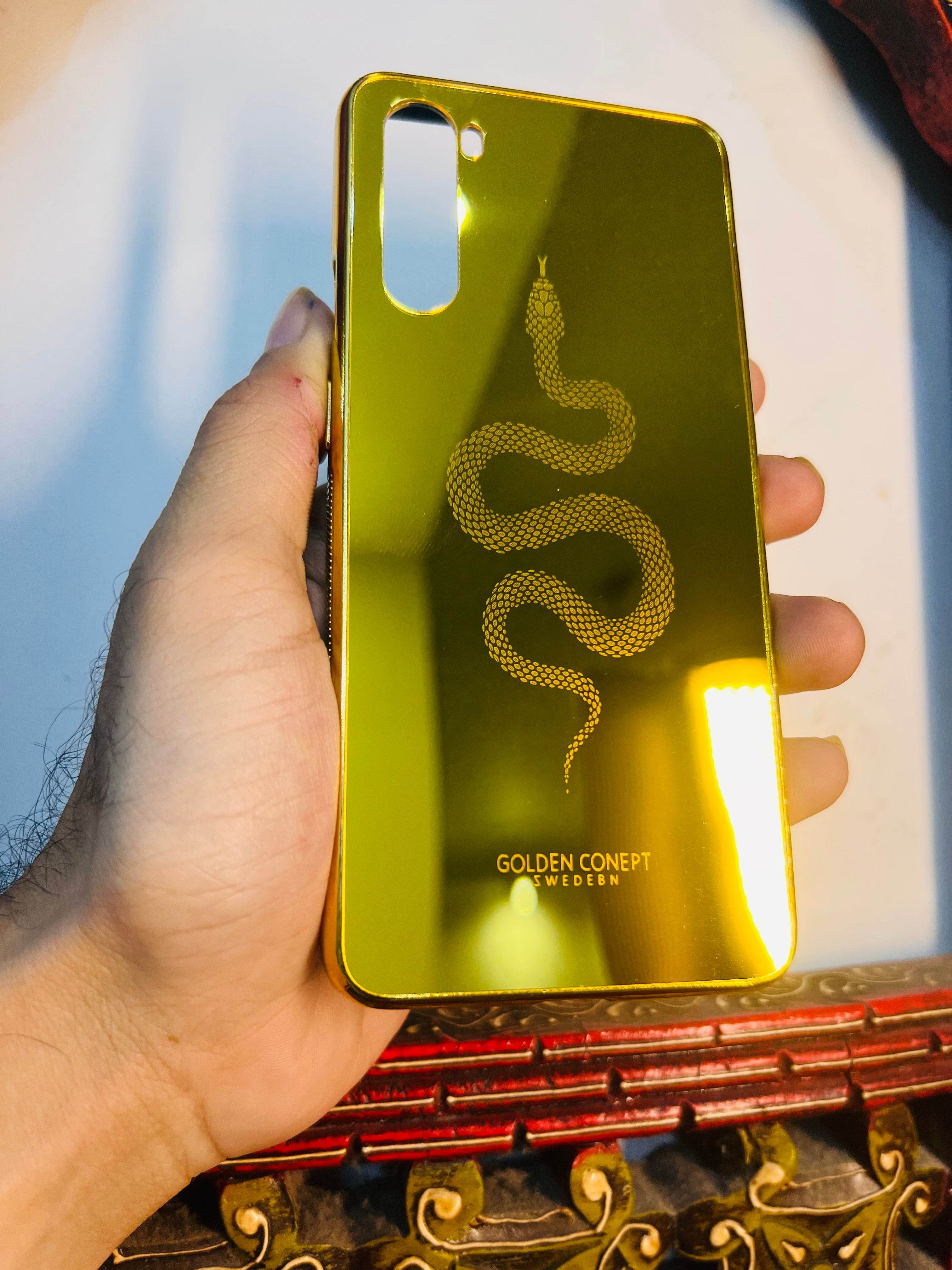 OnePlus Nord Premium Gold Plated Mirror Finish Case Cover - Snake - Guleel