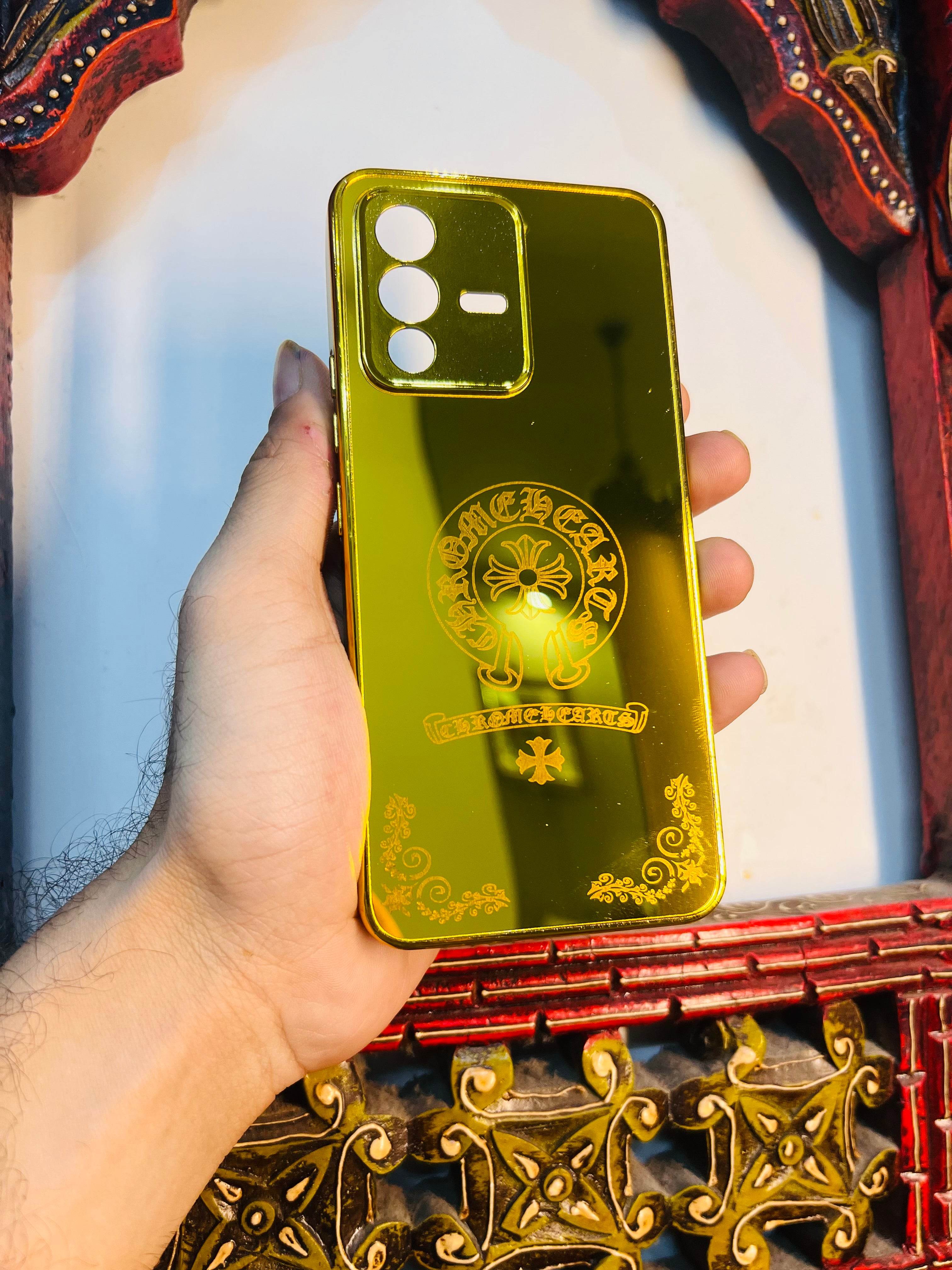 Vivo V23 5G Premium Gold Plated Mirror Finish Case Cover - Designer - Guleel