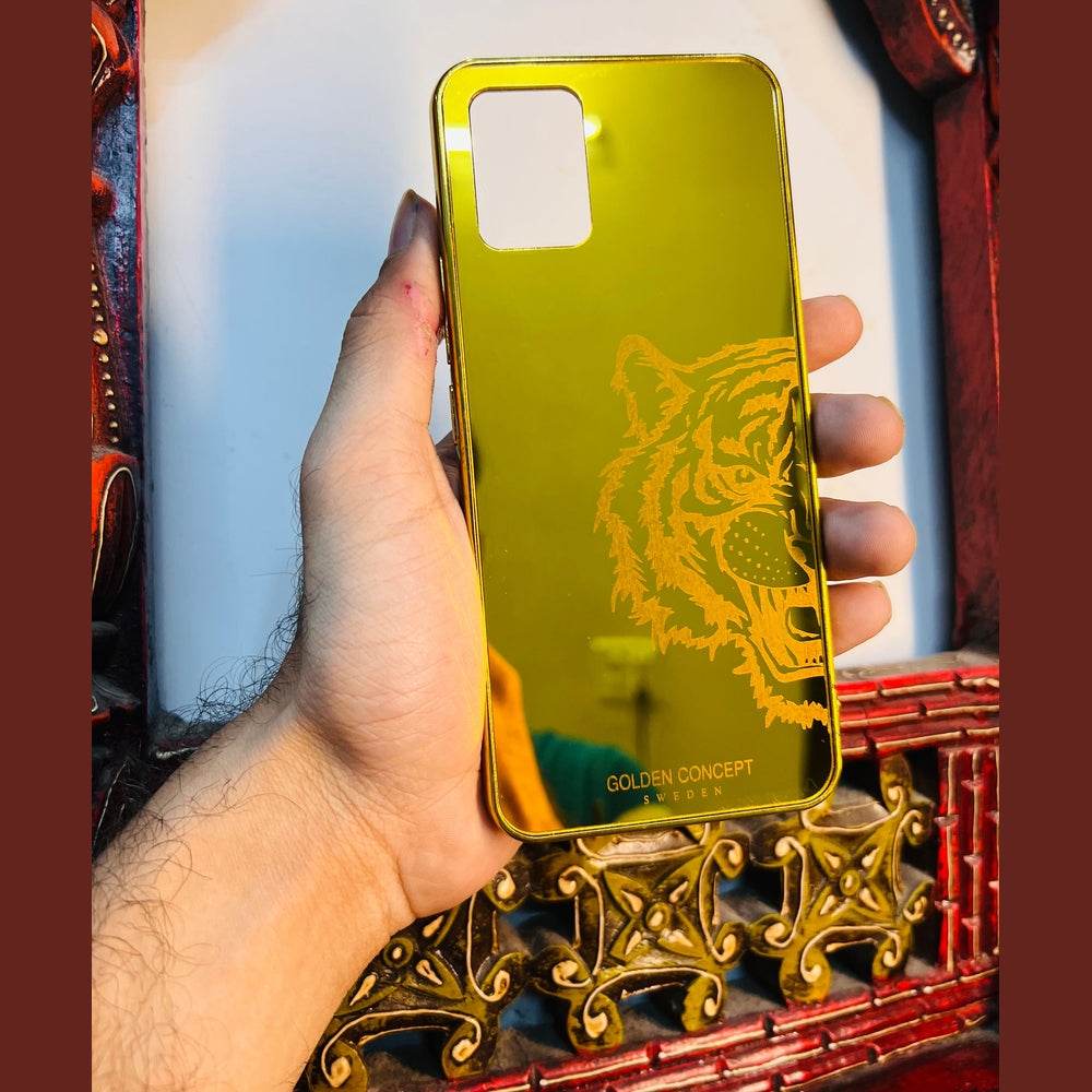 Vivo V20 Premium Gold Plated Mirror Finish Case Cover - Tiger Right - Guleel