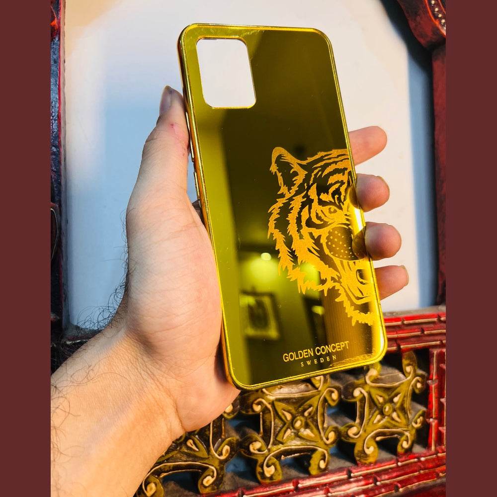 Vivo V20 Premium Gold Plated Mirror Finish Case Cover - Tiger Right - Guleel