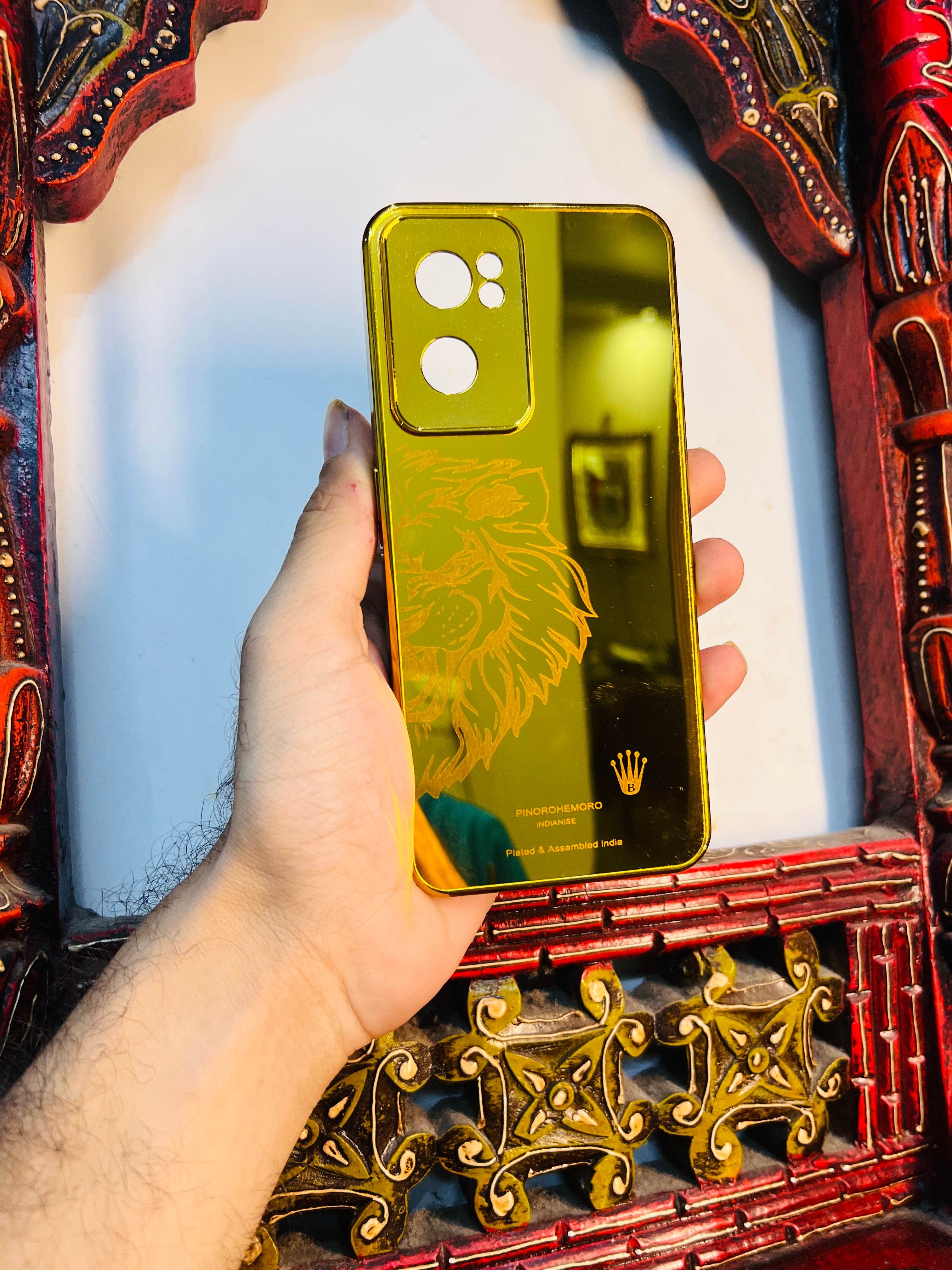 OnePlus Nord CE 2 5G Premium Gold Plated Mirror Finish Case Cover - Lion Left - Guleel