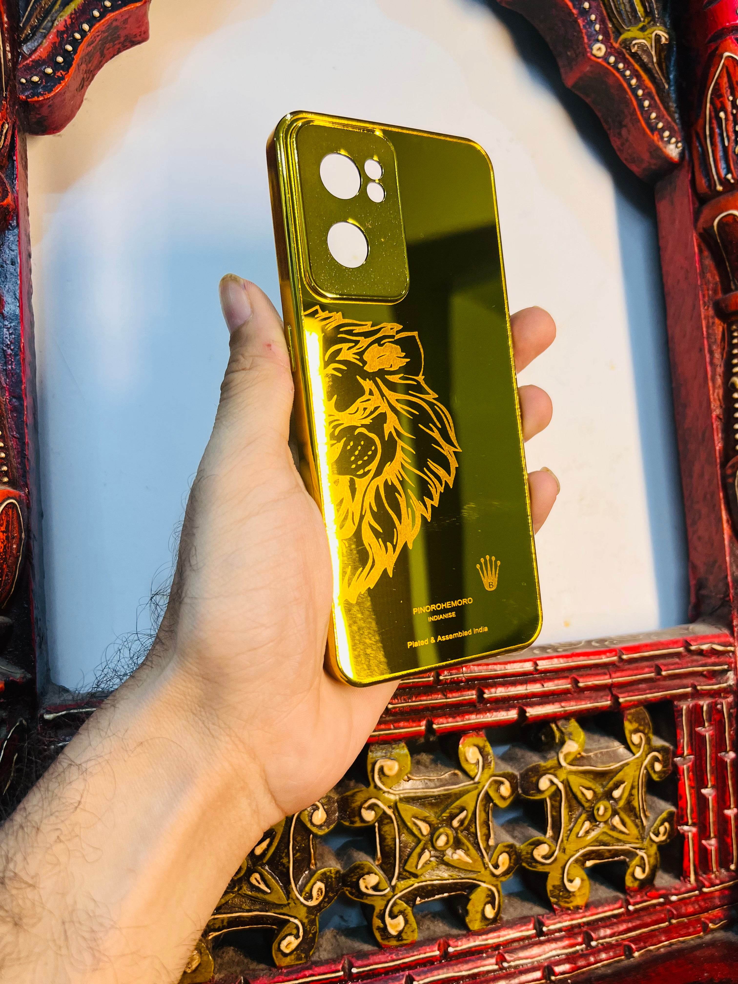 OnePlus Nord CE 2 5G Premium Gold Plated Mirror Finish Case Cover - Lion Left - Guleel