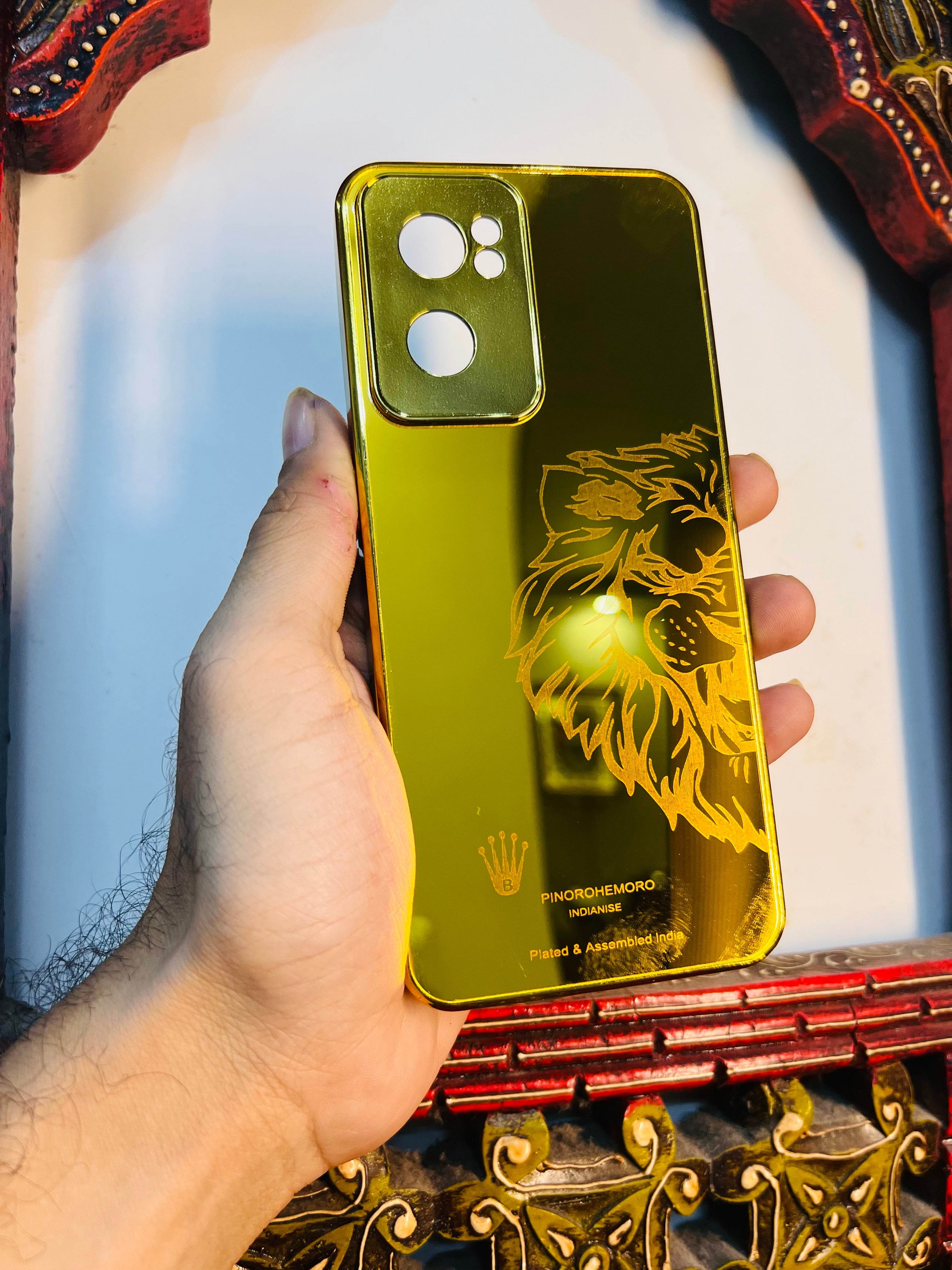 OnePlus Nord Ce 2 5G Premium Gold Plated Mirror Finish Case Cover - Lion Righ - Guleel