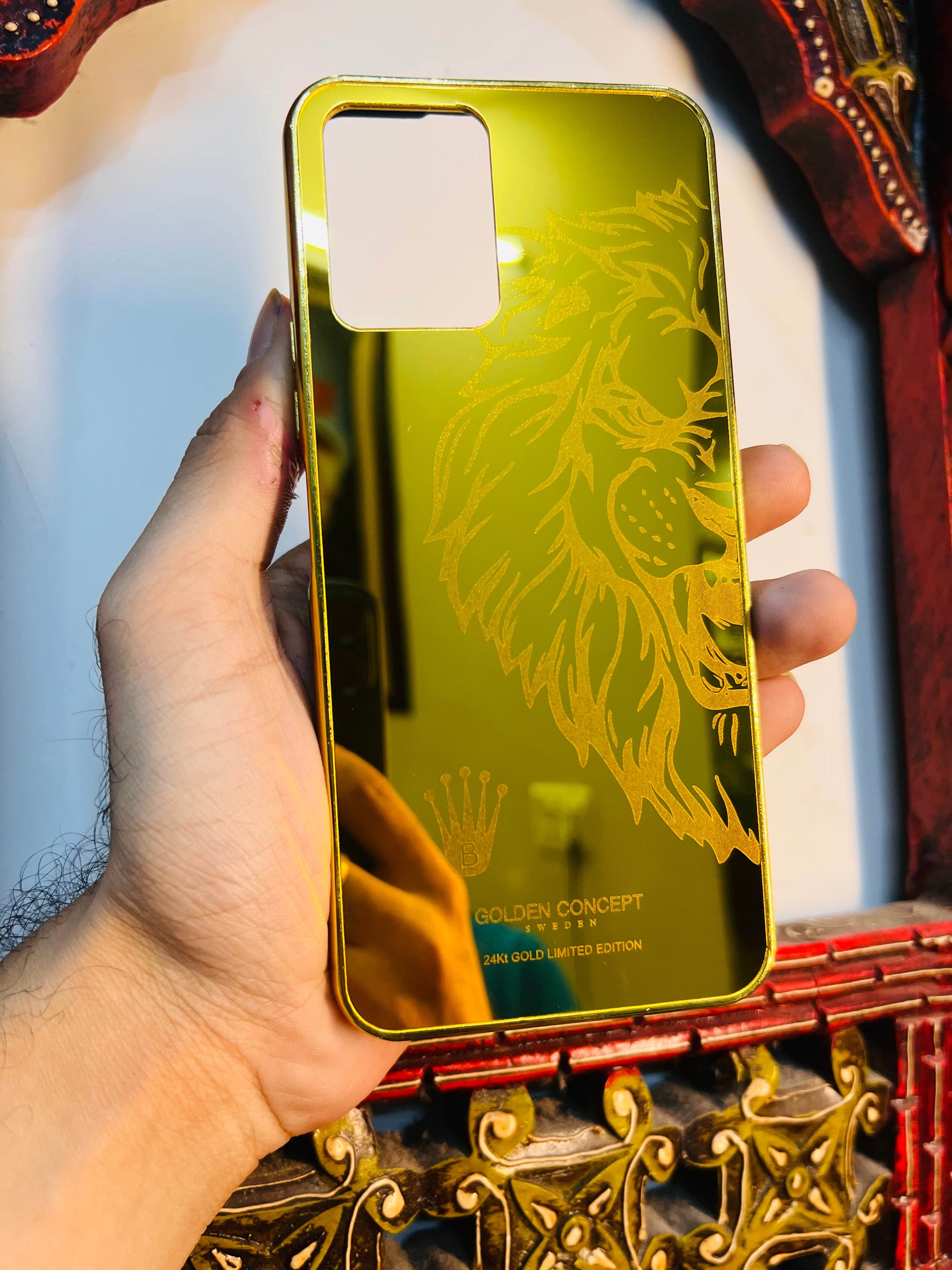 Premium Gold Plated Mirror Finish Case Cover - Big Lion Right - Guleel