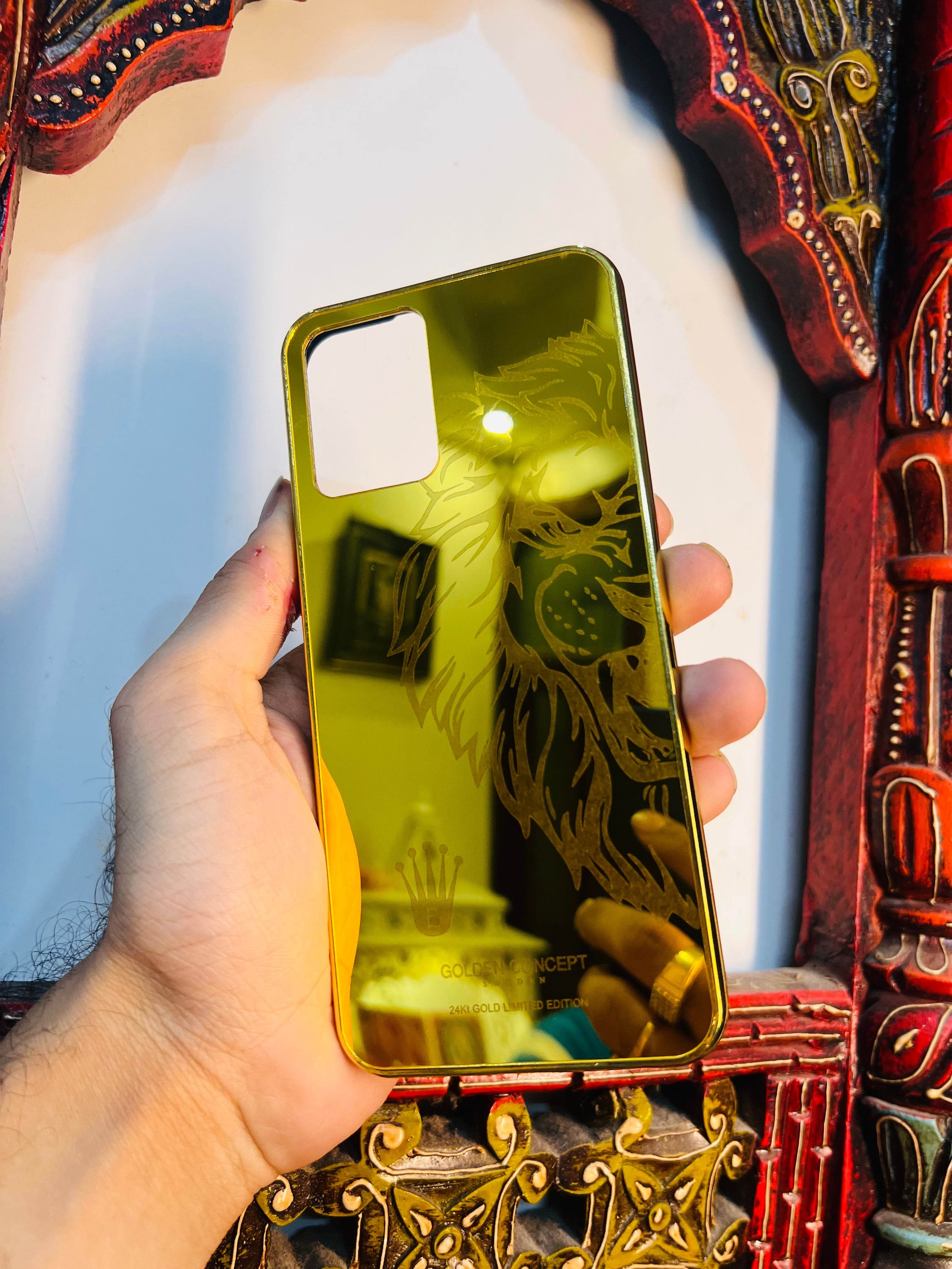 Premium Gold Plated Mirror Finish Case Cover - Big Lion Right - Guleel
