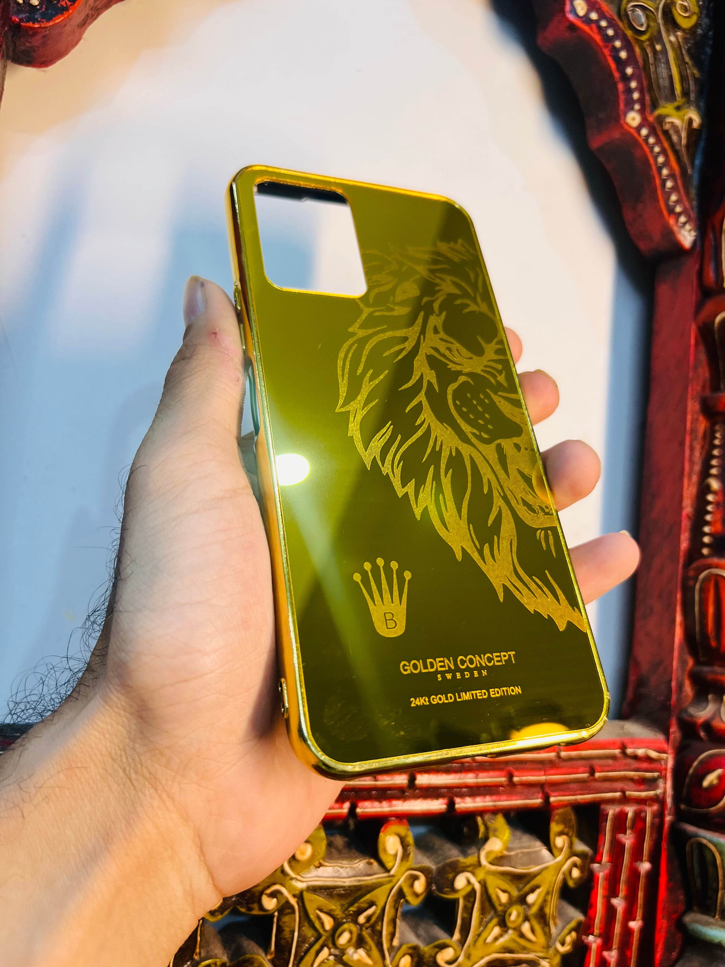 Premium Gold Plated Mirror Finish Case Cover - Big Lion Right - Guleel