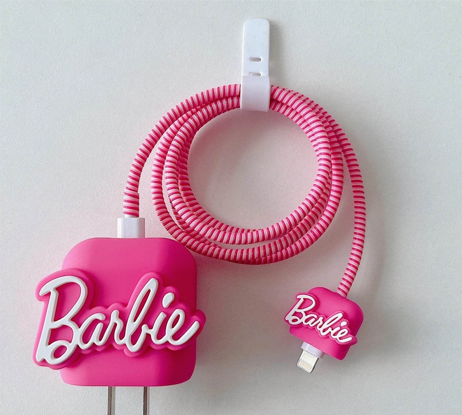 Silicone Cartoon iPhone Charger Case Cover for 18-20W Chargers - Barbie Special Edition ( With Wire Cover ) - Guleel