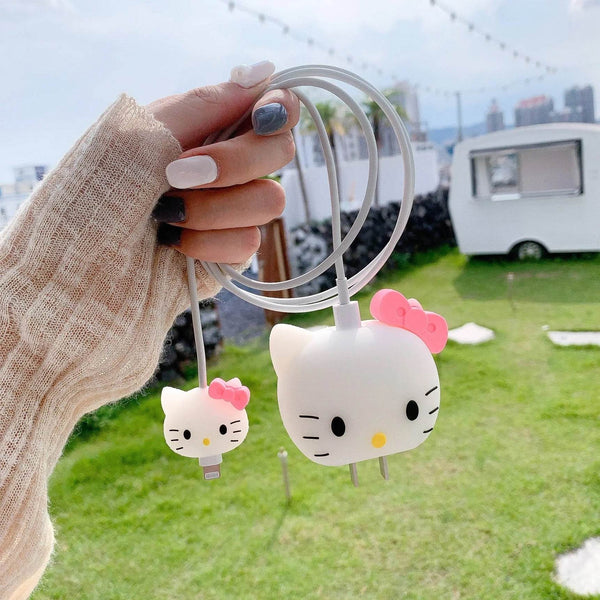 Samsung Cartoon Charger Case Cover for 25W Chargers- Hello Kitty ( With Wire Cover ) - Guleel