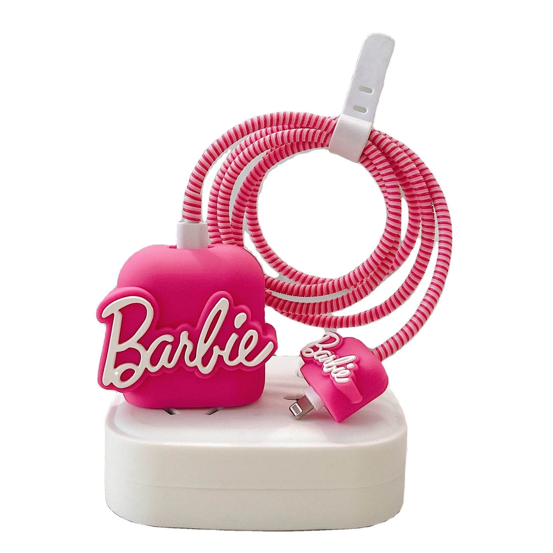 Silicone Cartoon iPhone Charger Case Cover for 18-20W Chargers - Barbie Special Edition ( With Wire Cover ) - Guleel