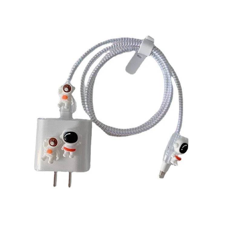 Silicone Transparent iPhone Charger Case Cover for 18-20W Chargers- Astronaut Special Edition (With Wire Cover) - Guleel