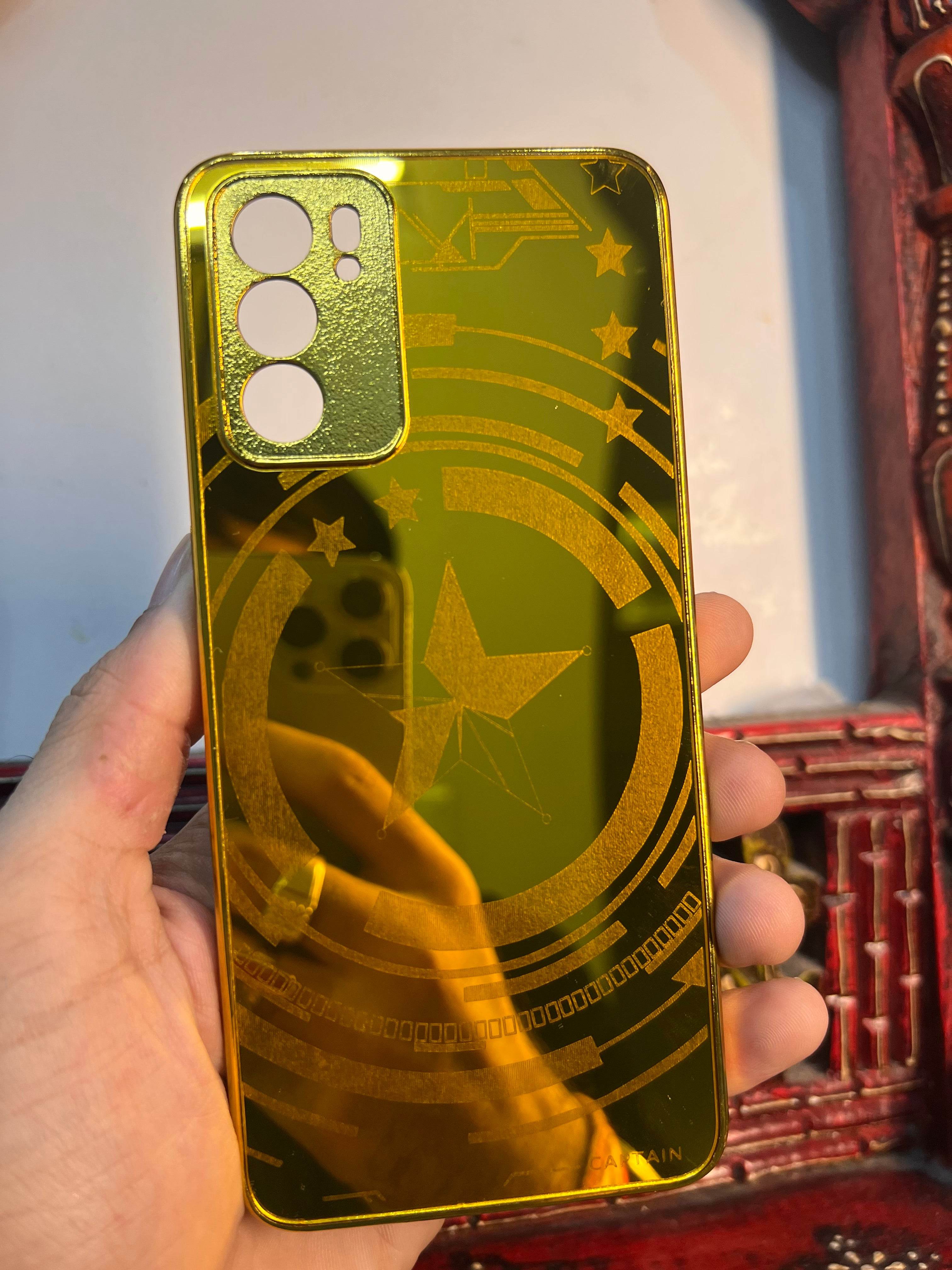 Oppo Reno 6 5G Gold Plated Back Case Cover - Captain America - Guleel