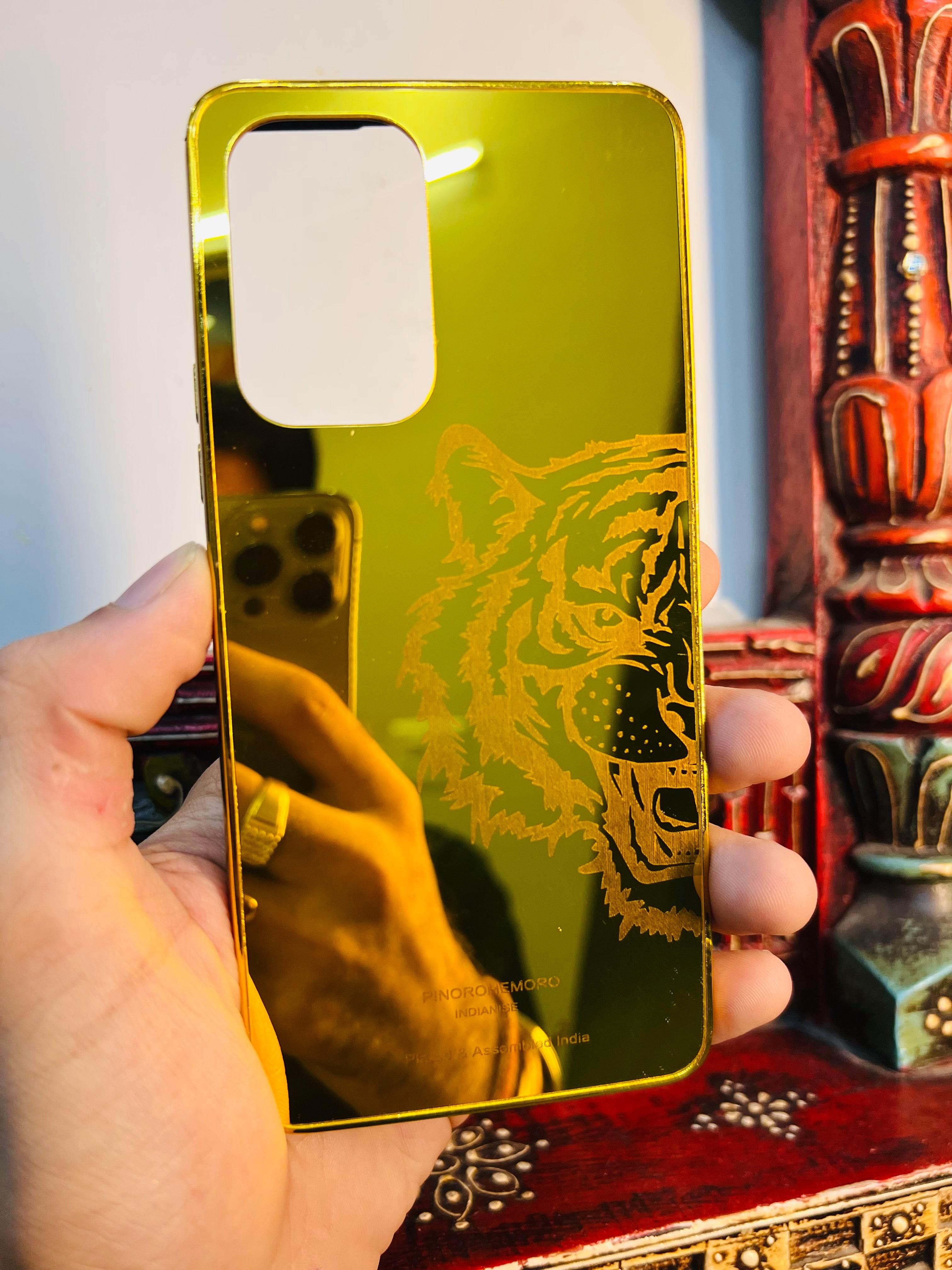 Samsung Galaxy A53 5G Gold Plated Back Case Cover - Tiger Right - Guleel
