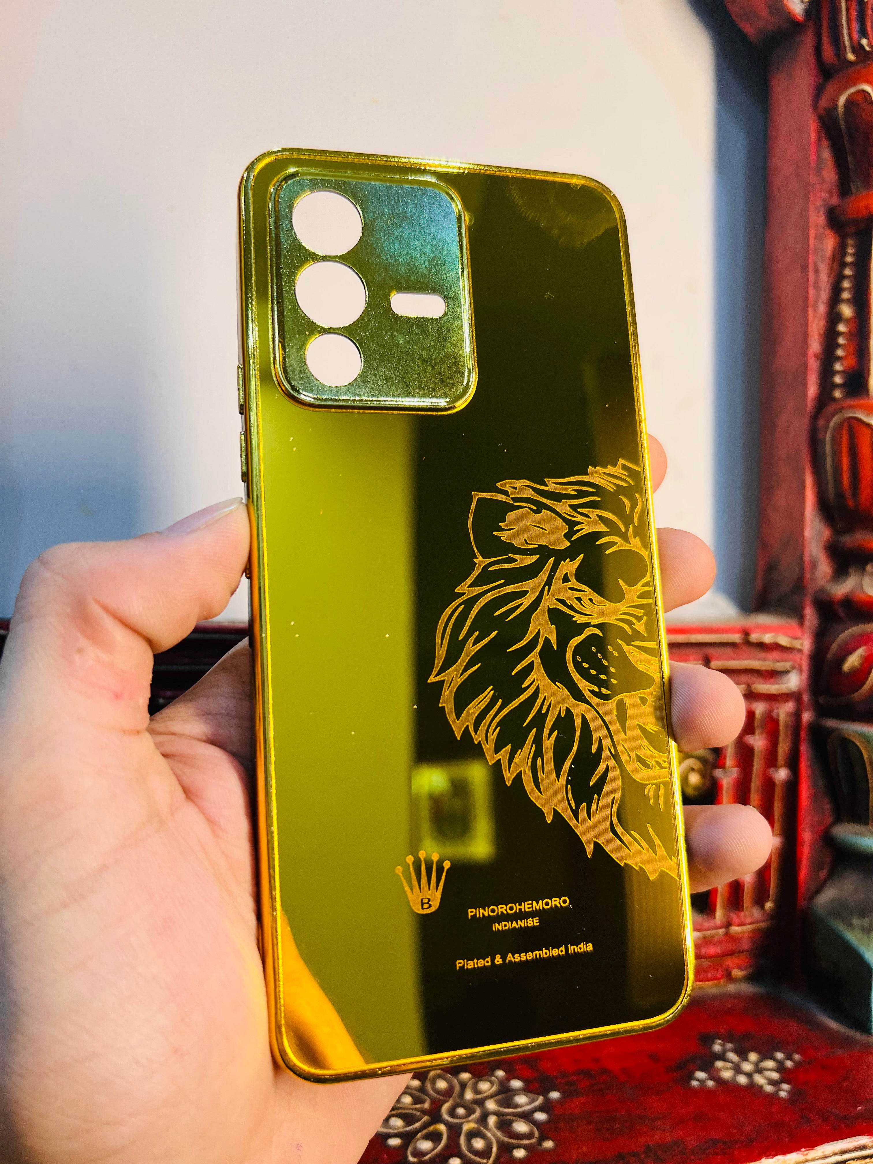 Vivo V23 5G Gold Plated Back Case Cover - Lion Right - Guleel