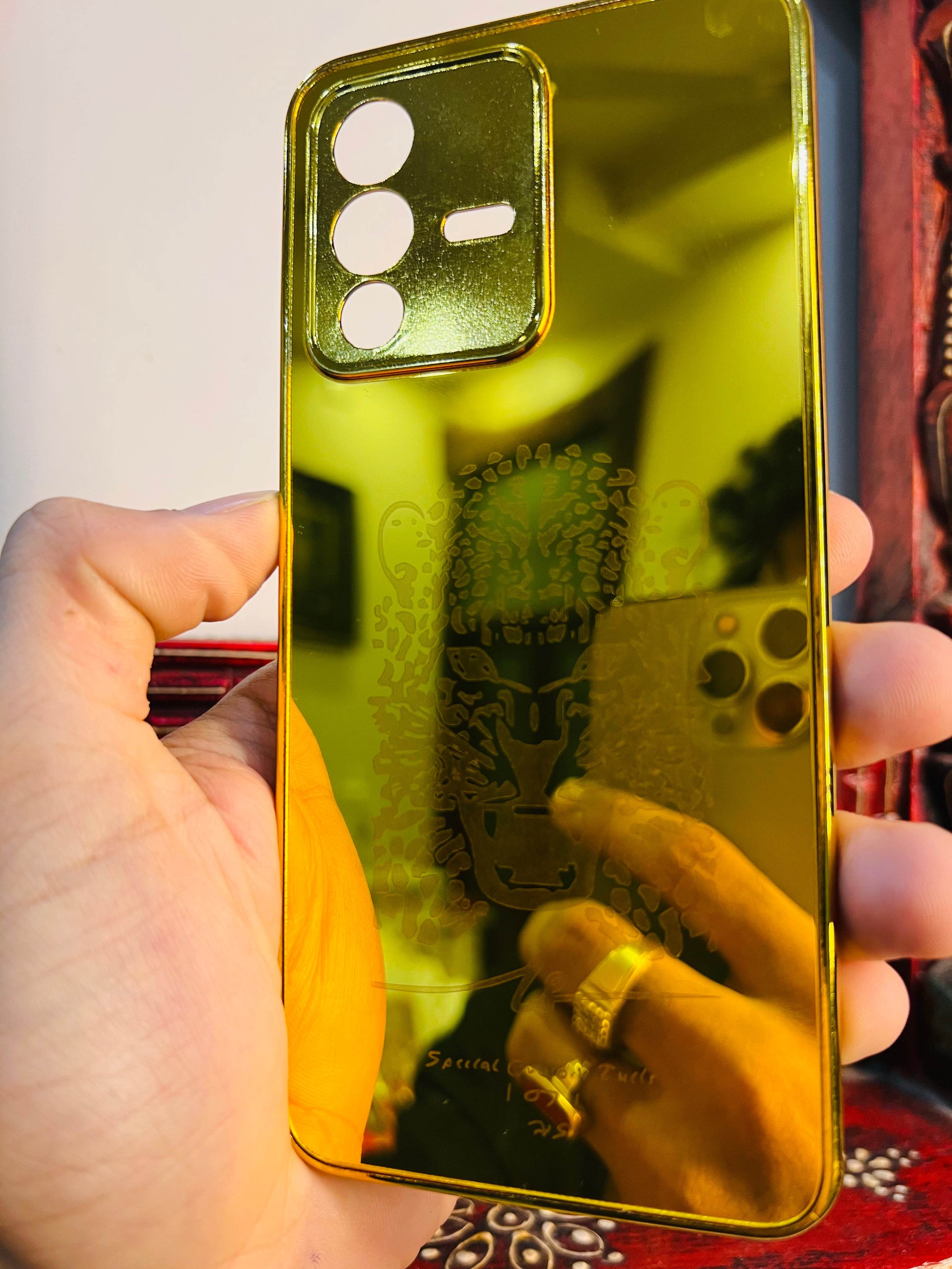 Vivo V23 5G Gold Plated Back Case Cover - Tiger New Design - Guleel