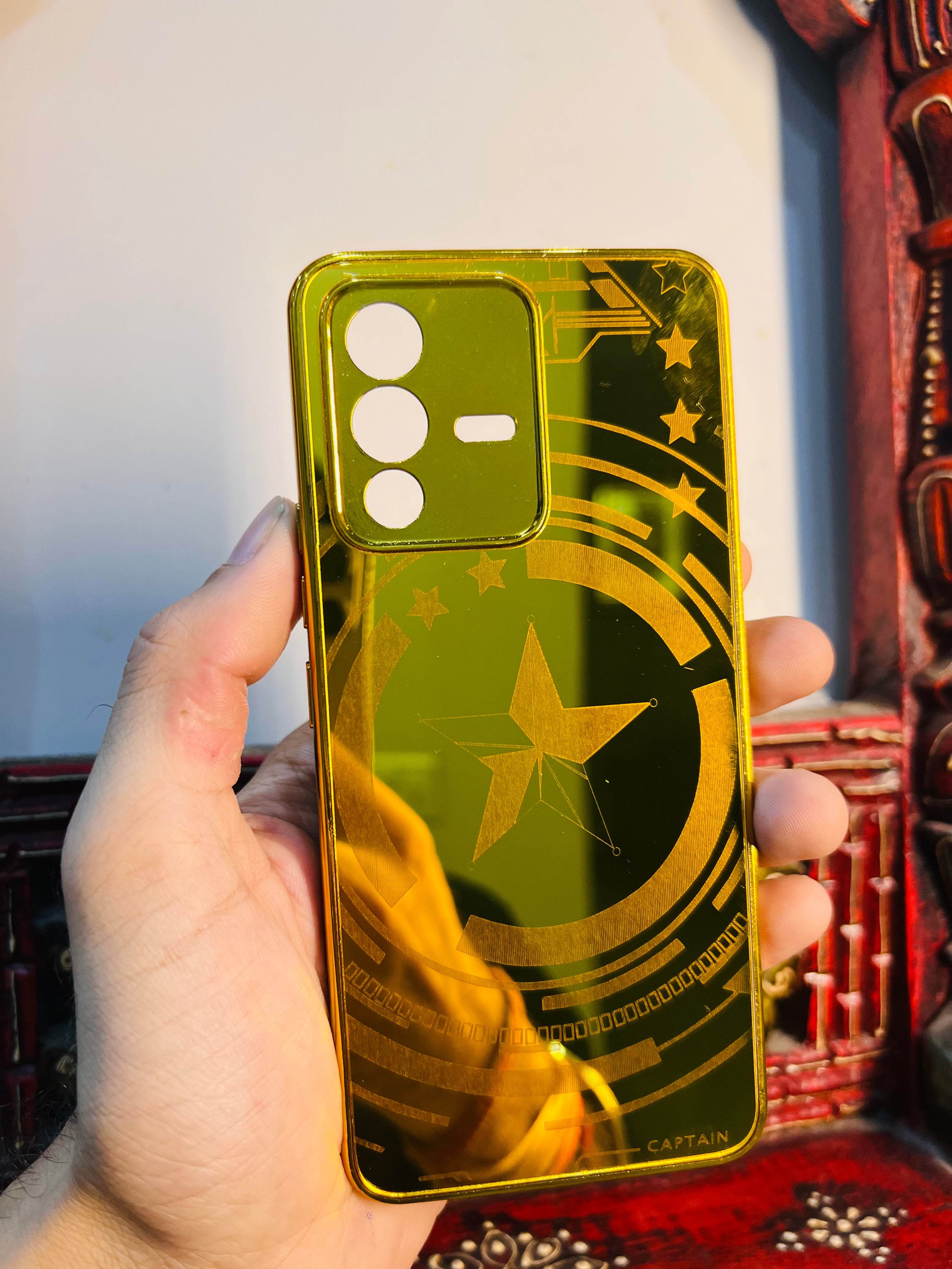Vivo V23 5G Gold Plated Back Case Cover - Captain America - Guleel