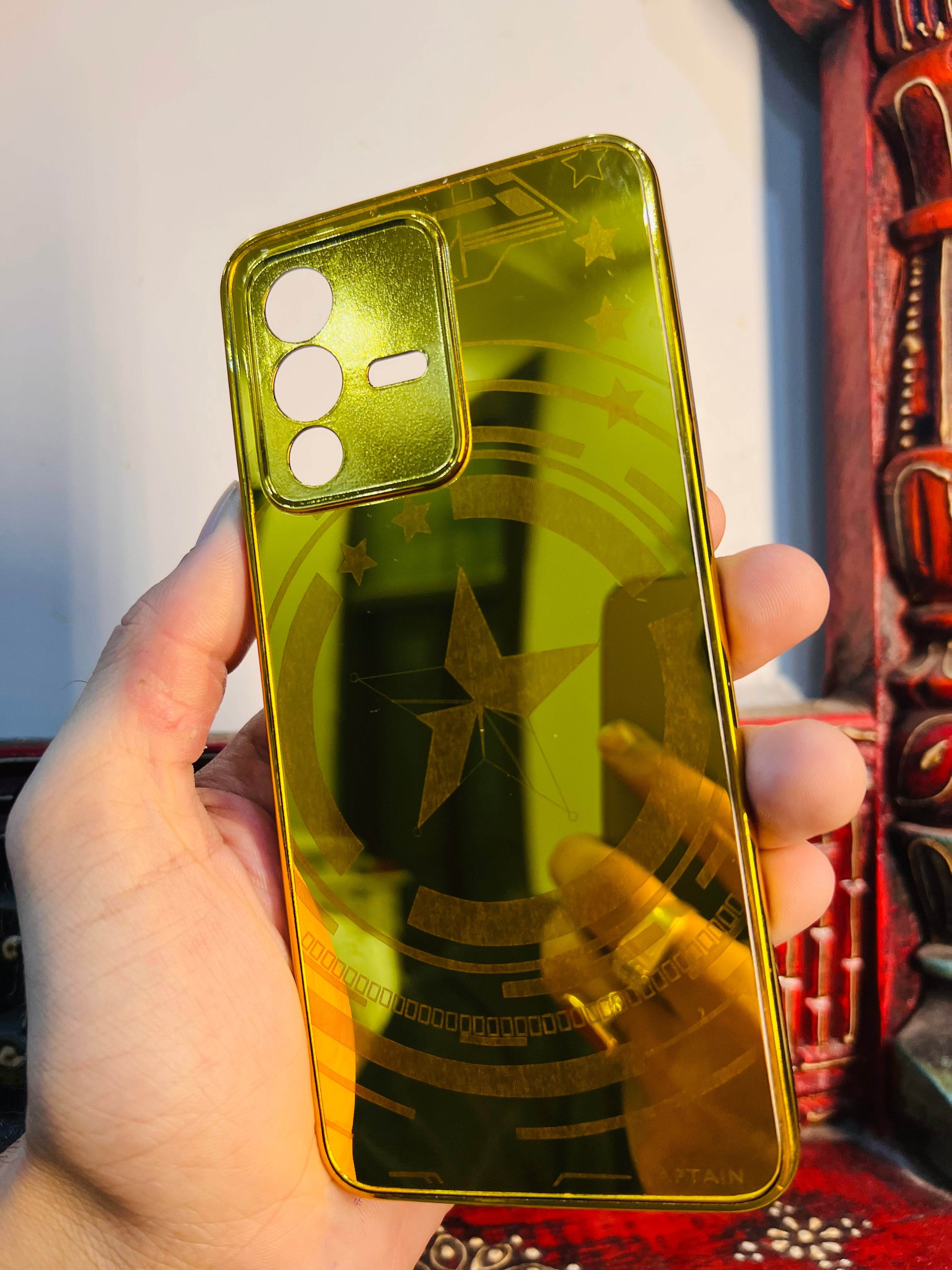 Vivo V23 5G Gold Plated Back Case Cover - Captain America - Guleel