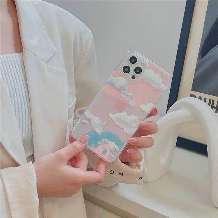 iPhone 13 Pro Max Premium Cloud Pattern Shockproof Case - Multicolor - Guleel